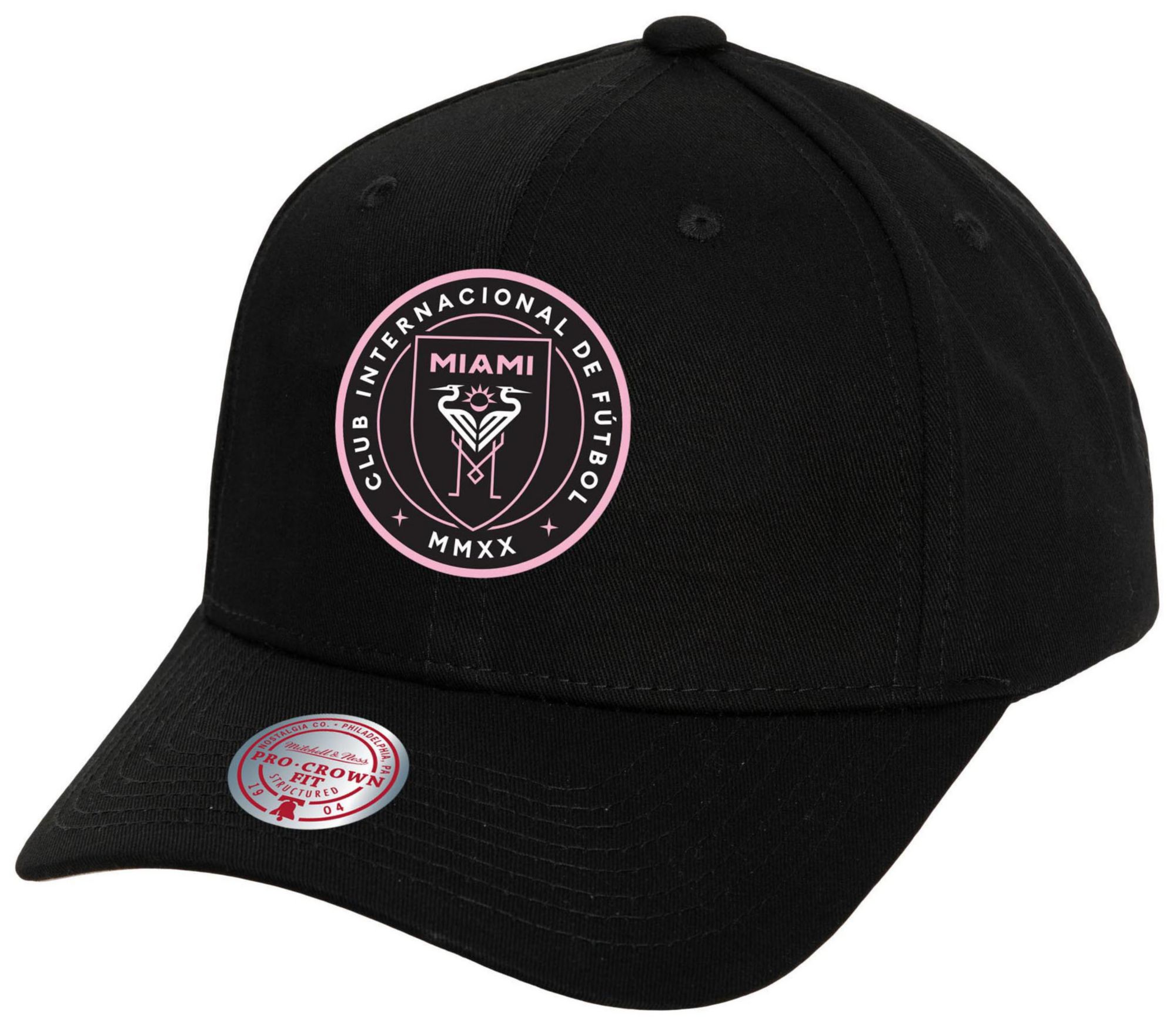 Mitchell &amp; Ness Adult Inter Miami CF Pro Crown 305 Black Snapback Adjustable Hat