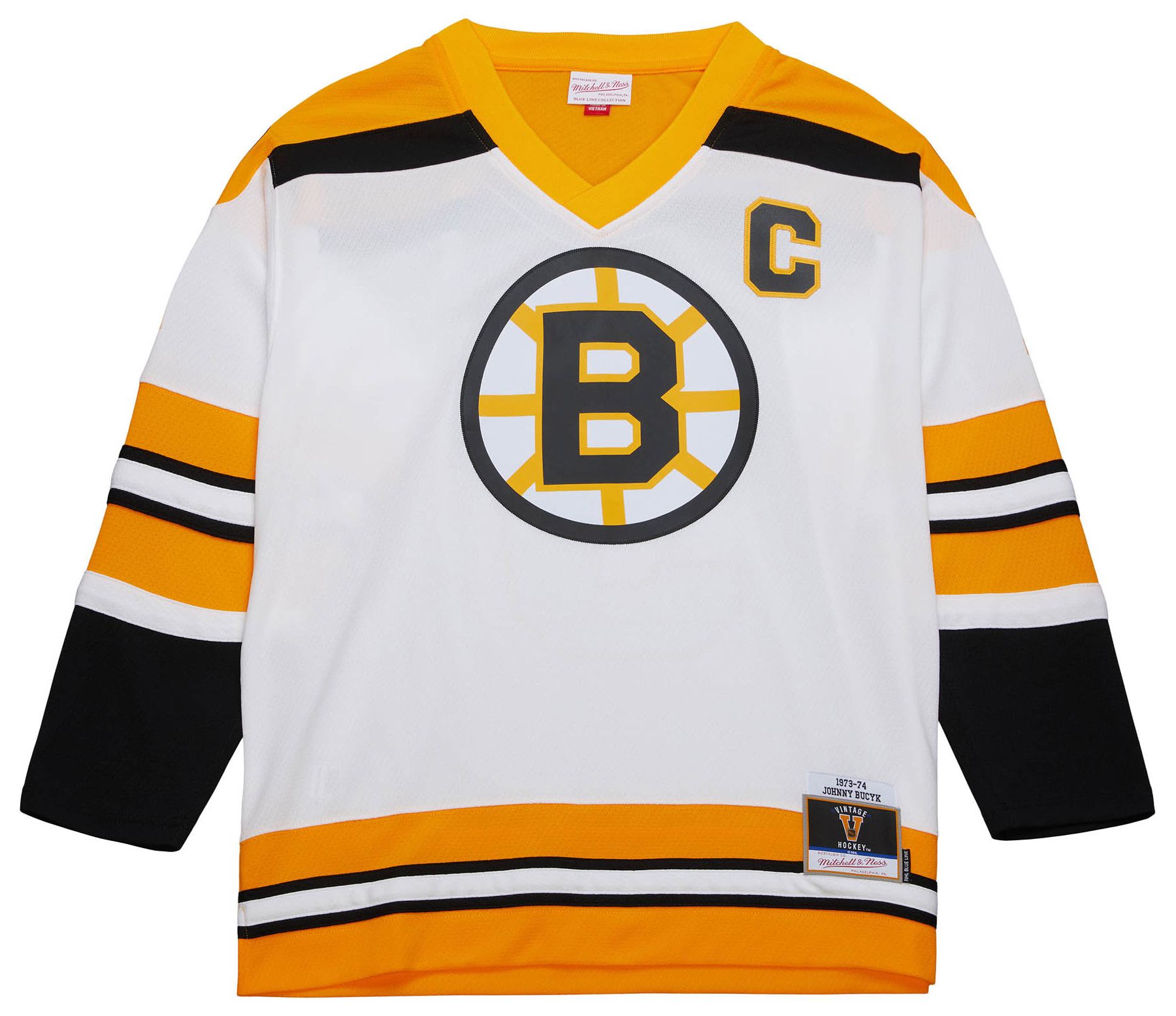 Mitchell &amp; Ness Adult Boston Bruins Johnny Bucyk #9 Away Vintage Jersey