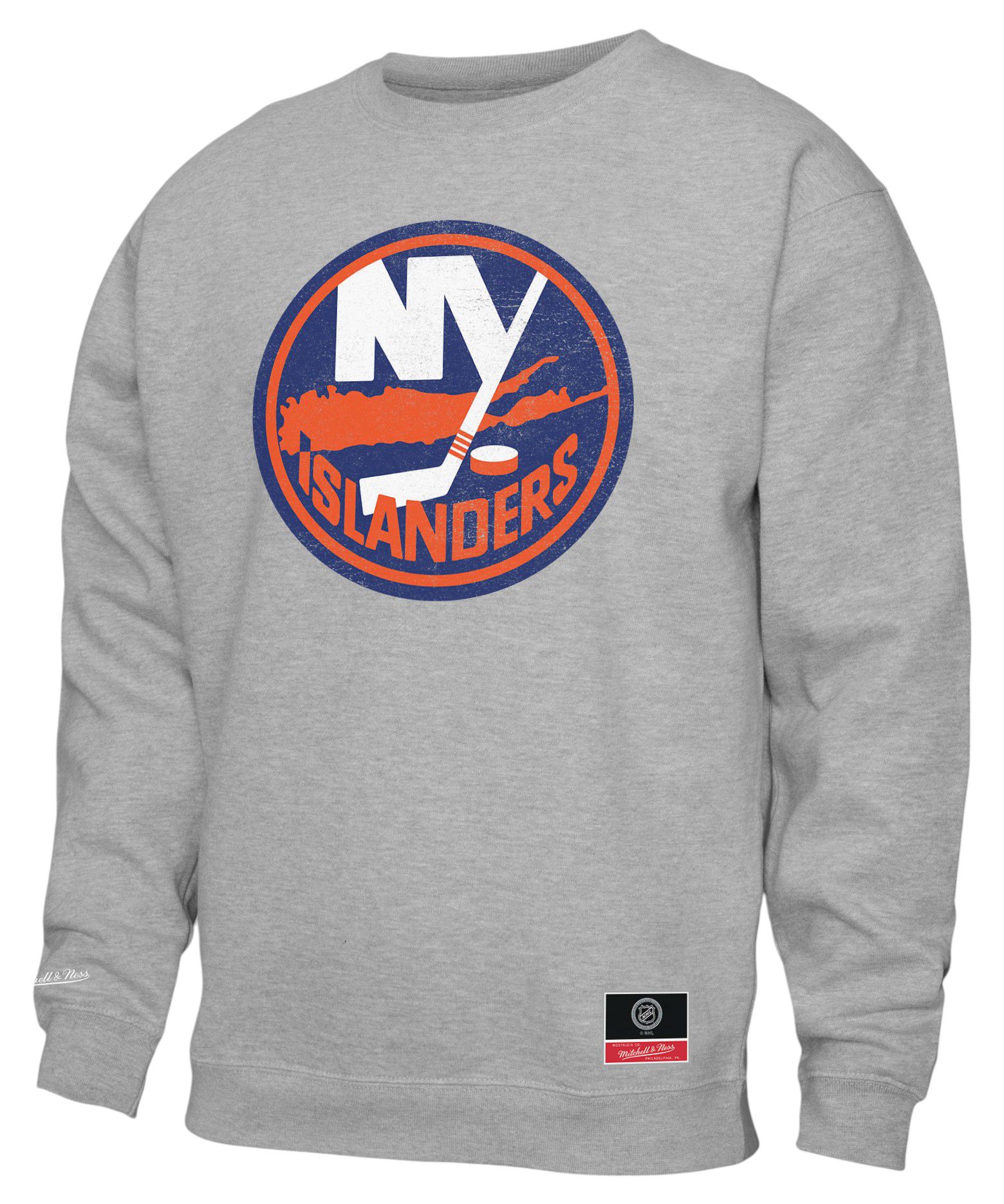 Mitchell & Ness Adult New York Islanders Grey Logo Slap Crewneck Sweatshirt