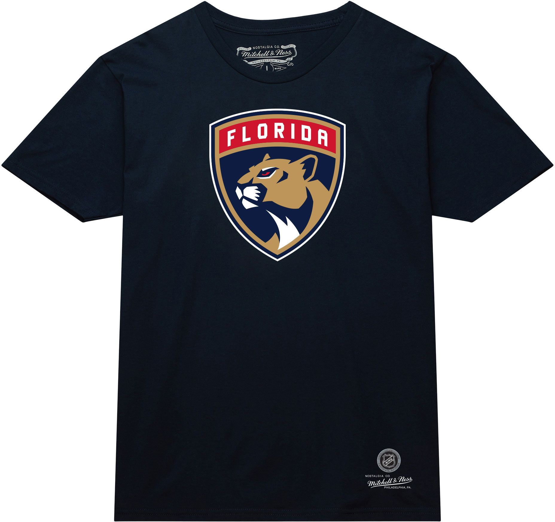 Mitchell & Ness Men's Florida Panthers Navy Logo T-Shirt