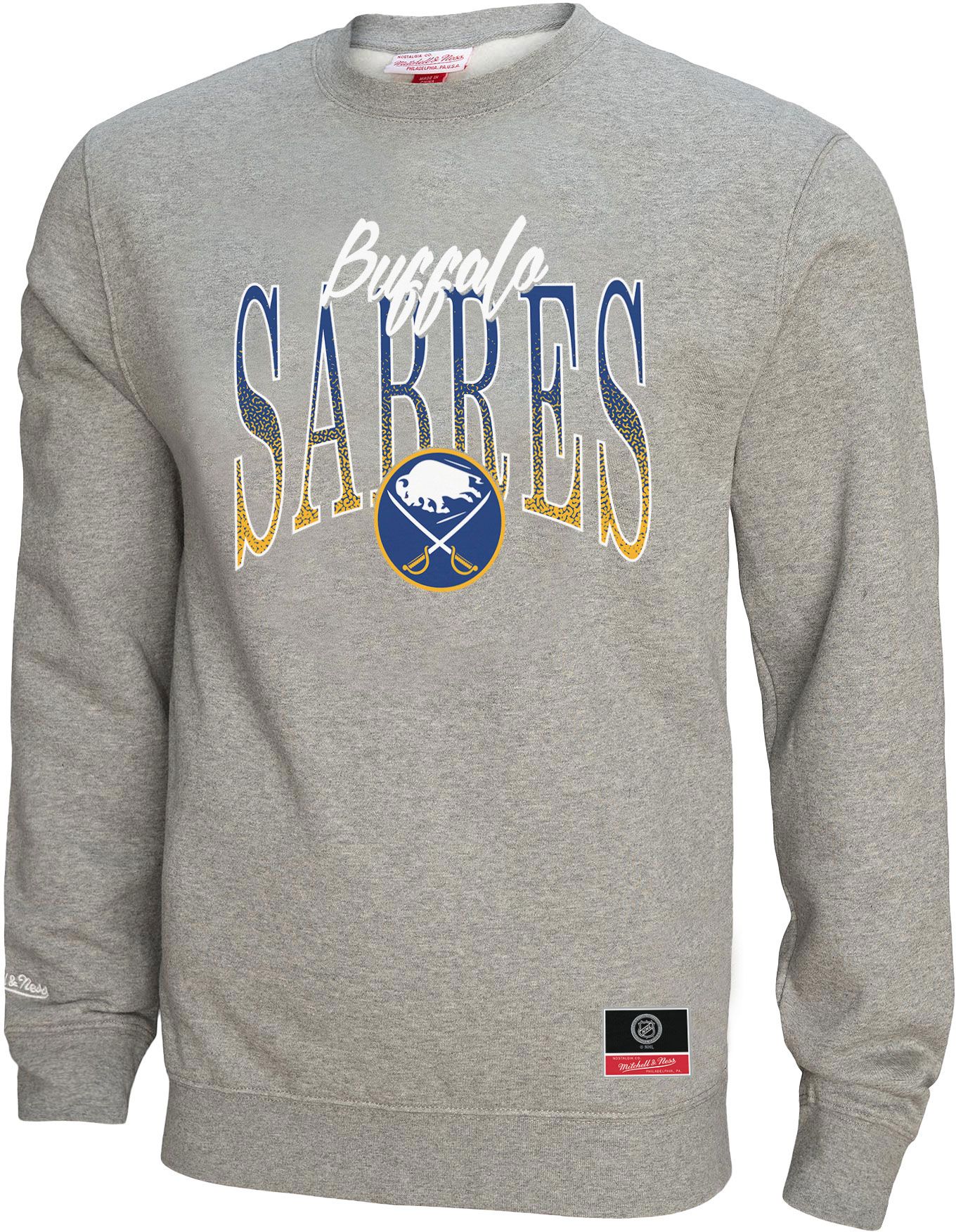 Mitchell & Ness Women's Buffalo Sabres Grey Hockey Night Crewneck Sweatshirt