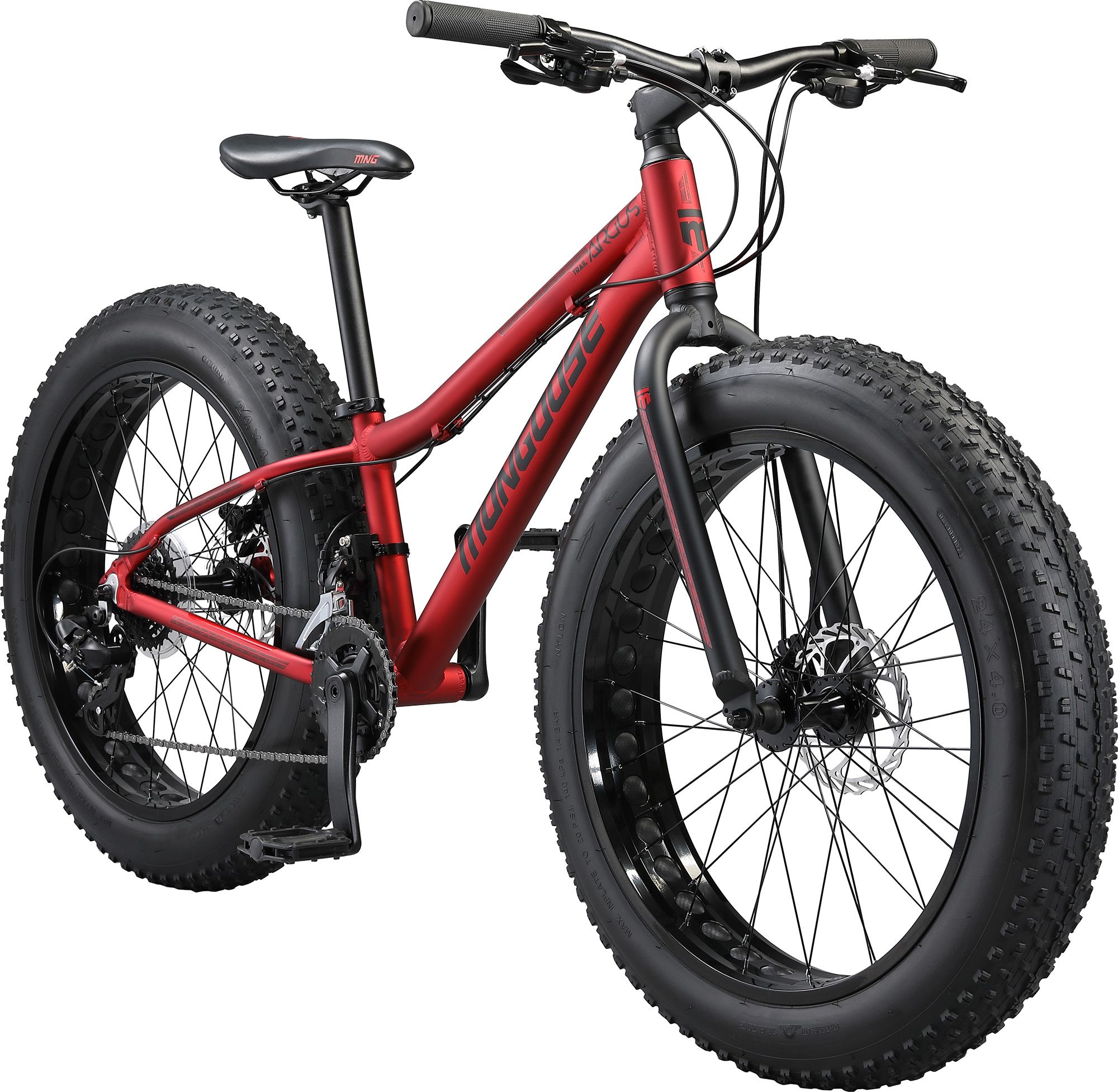 Mongoose Boys' 24” Argus Trail Fat Tire Mountain Bike - Red