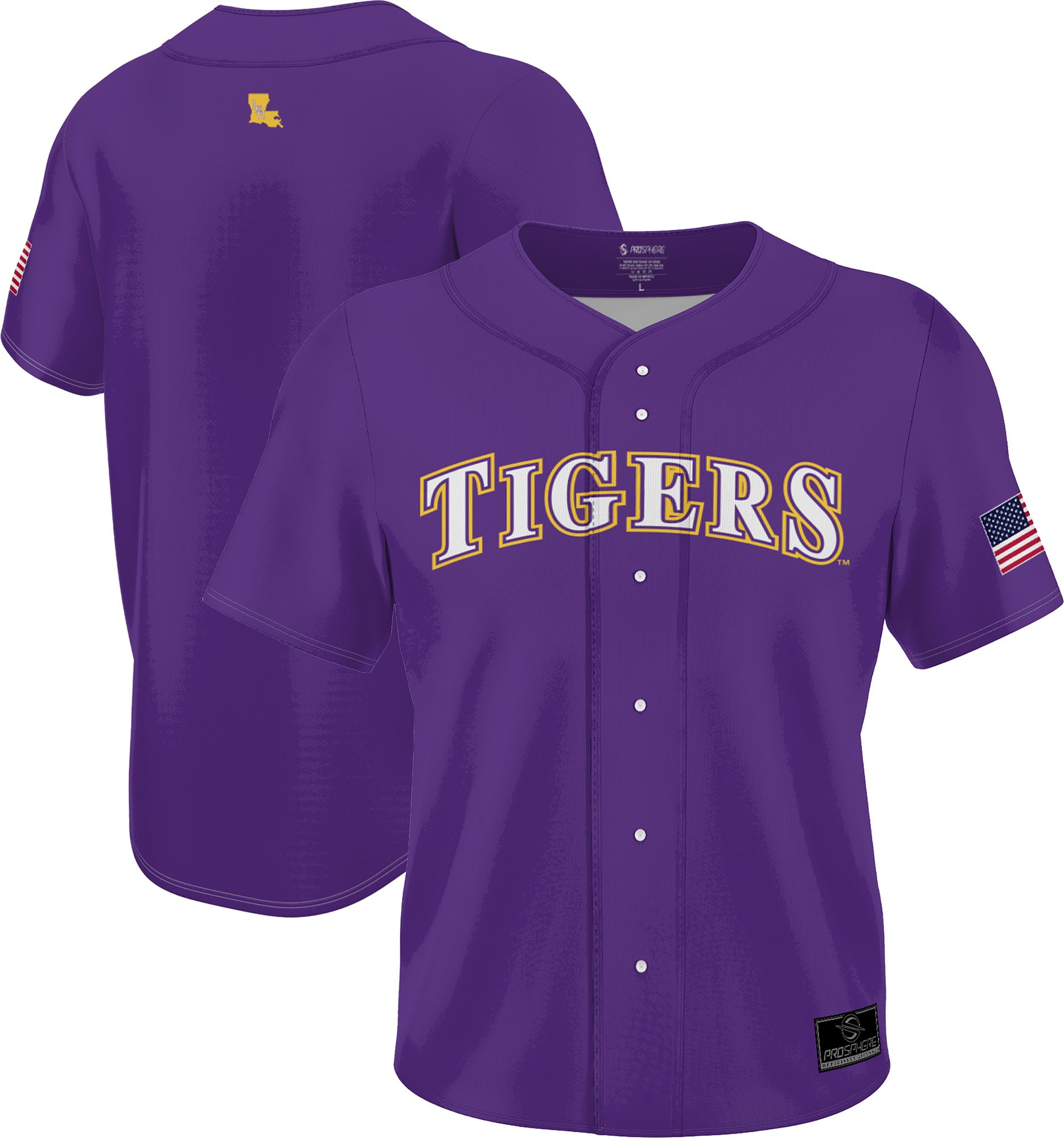 Prosphere Youth LSU Tigers #1Purple Full Button Replica Baseball Jersey