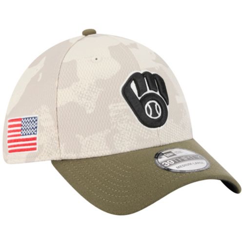 New Era Adult Milwaukee Brewers Khaki Armed Forces Day 2025