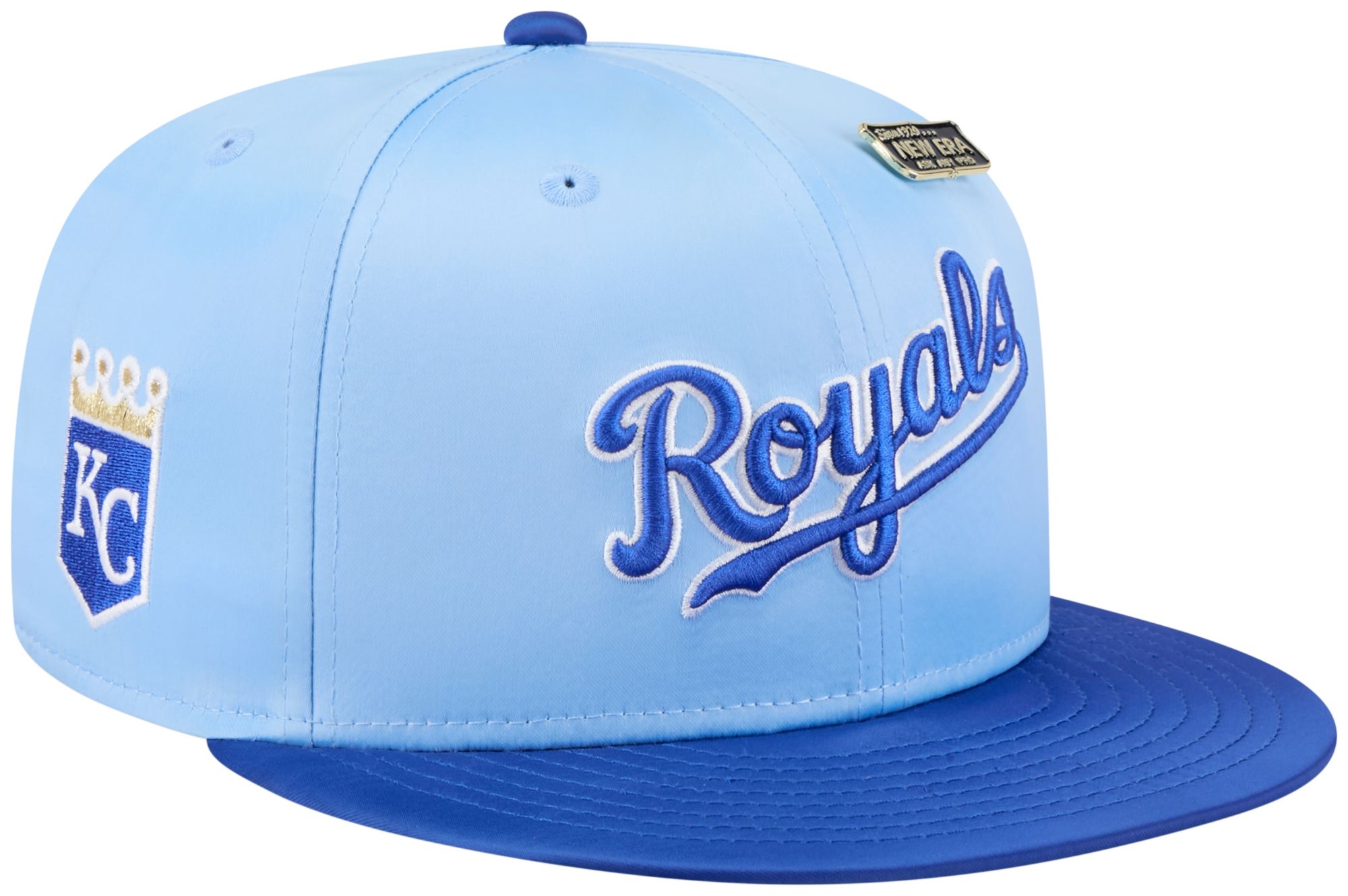 New Era Adult Kansas City Royals Light Blue Satin 59Fifty Fitted Hat