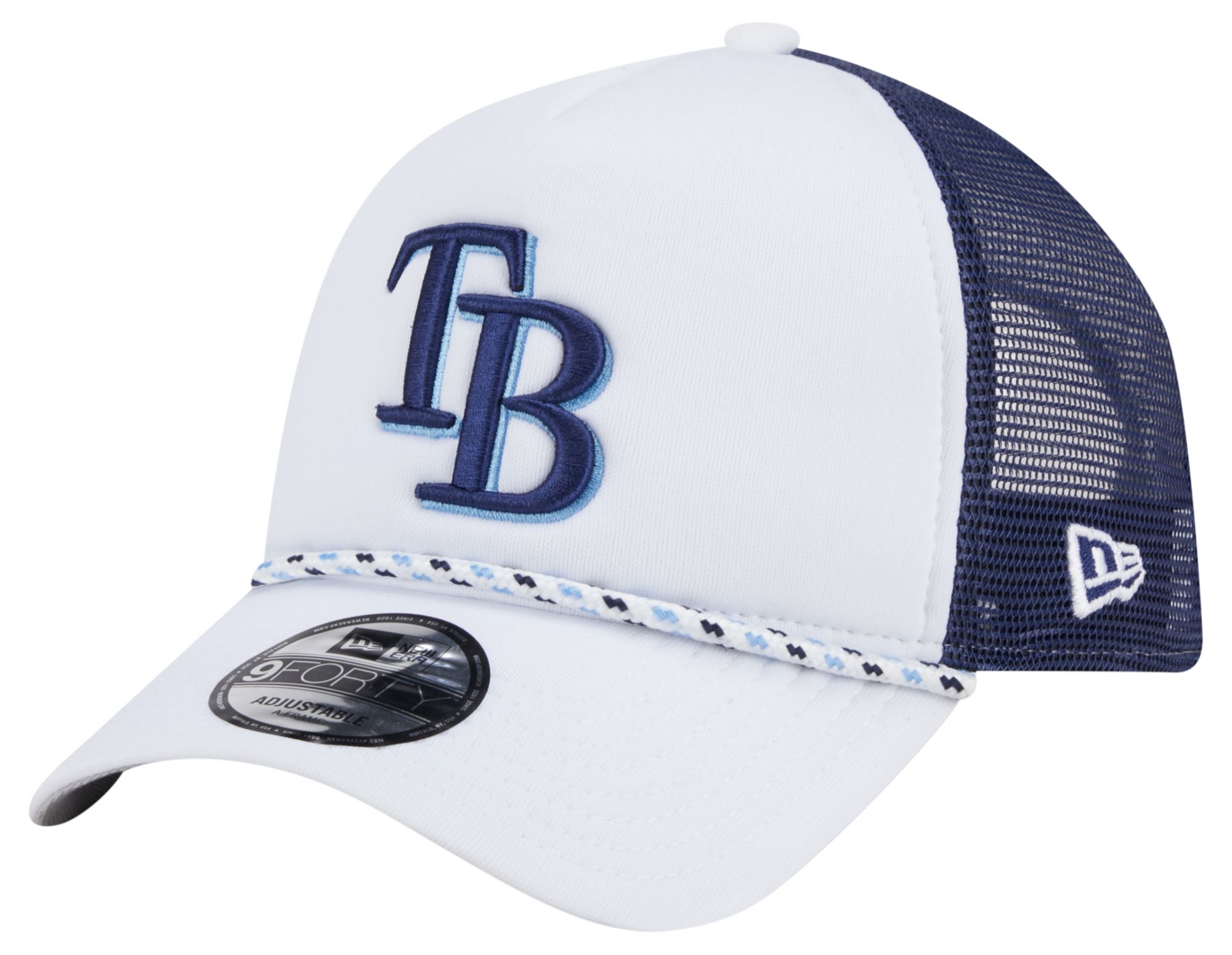New Era Adult Tampa Rays White 9Forty Court Trucker Adjustable Hat