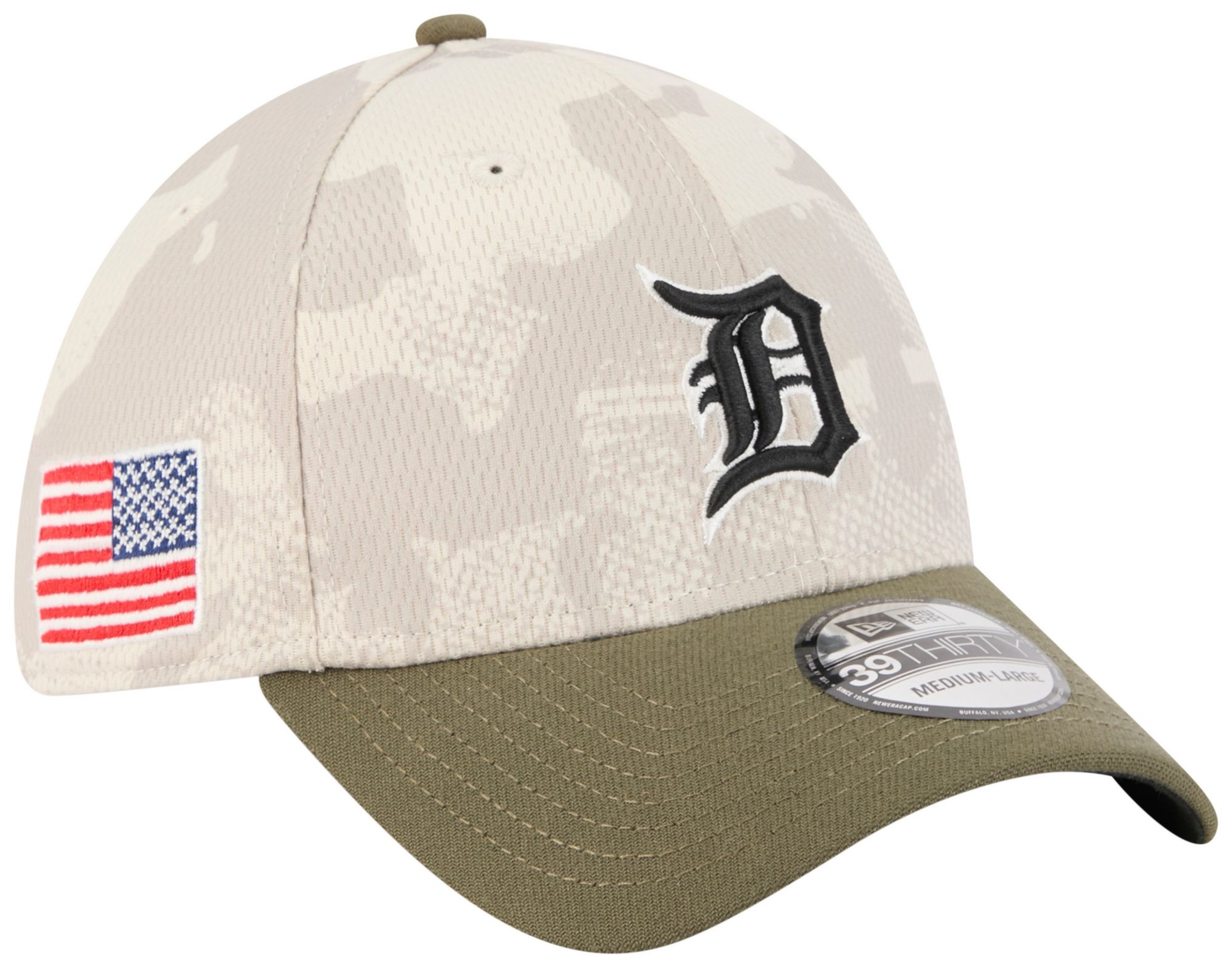 New Era Adult Detroit Tigers Khaki Armed Forces Day 2025 39Thirty Stretch Fit Hat
