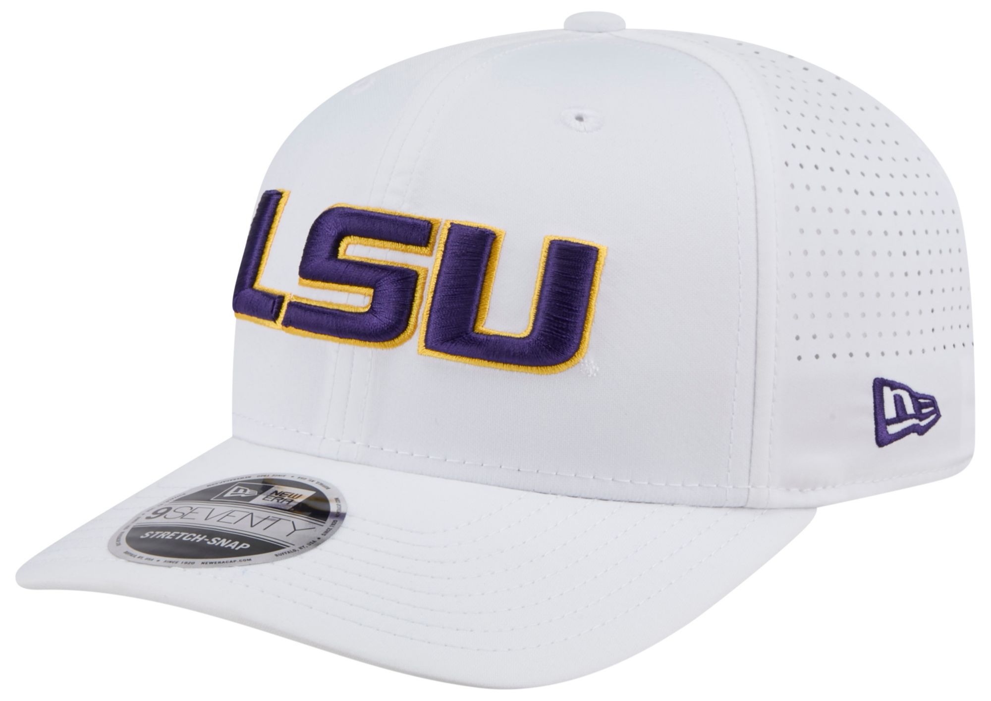 New Era Adult LSU Tigers White Performance 9Seventy Adjustable Stretch-Snap Hat
