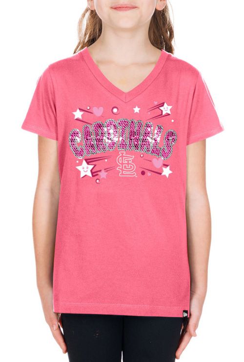New Era Girls' St. Louis Cardinals Pink V-Neck T-Shirt