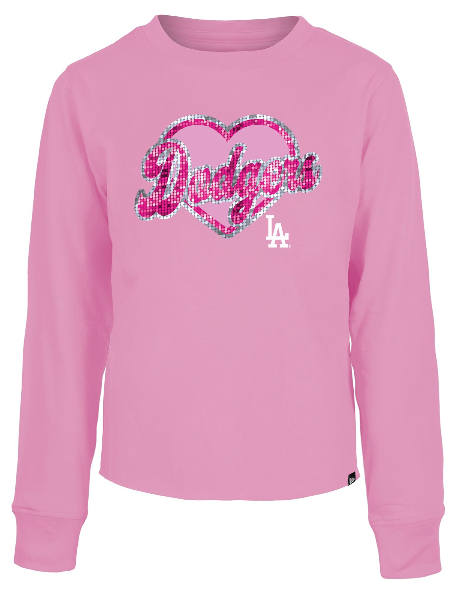 New Era Girls' Los Angeles Dodgers Pink Sequin Sweatshirt
