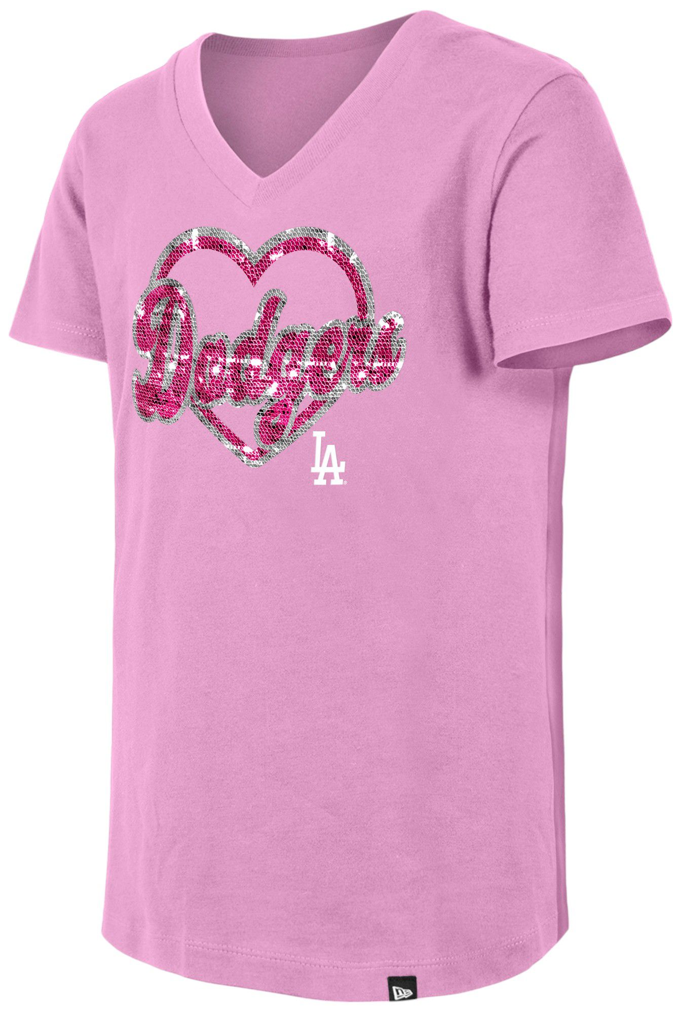 New Era Girls' Los Angeles Dodgers Pink Sequin T-Shirt