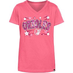 New Era Girls' Baltimore Orioles Pink Sequins V-Neck T-Shirt