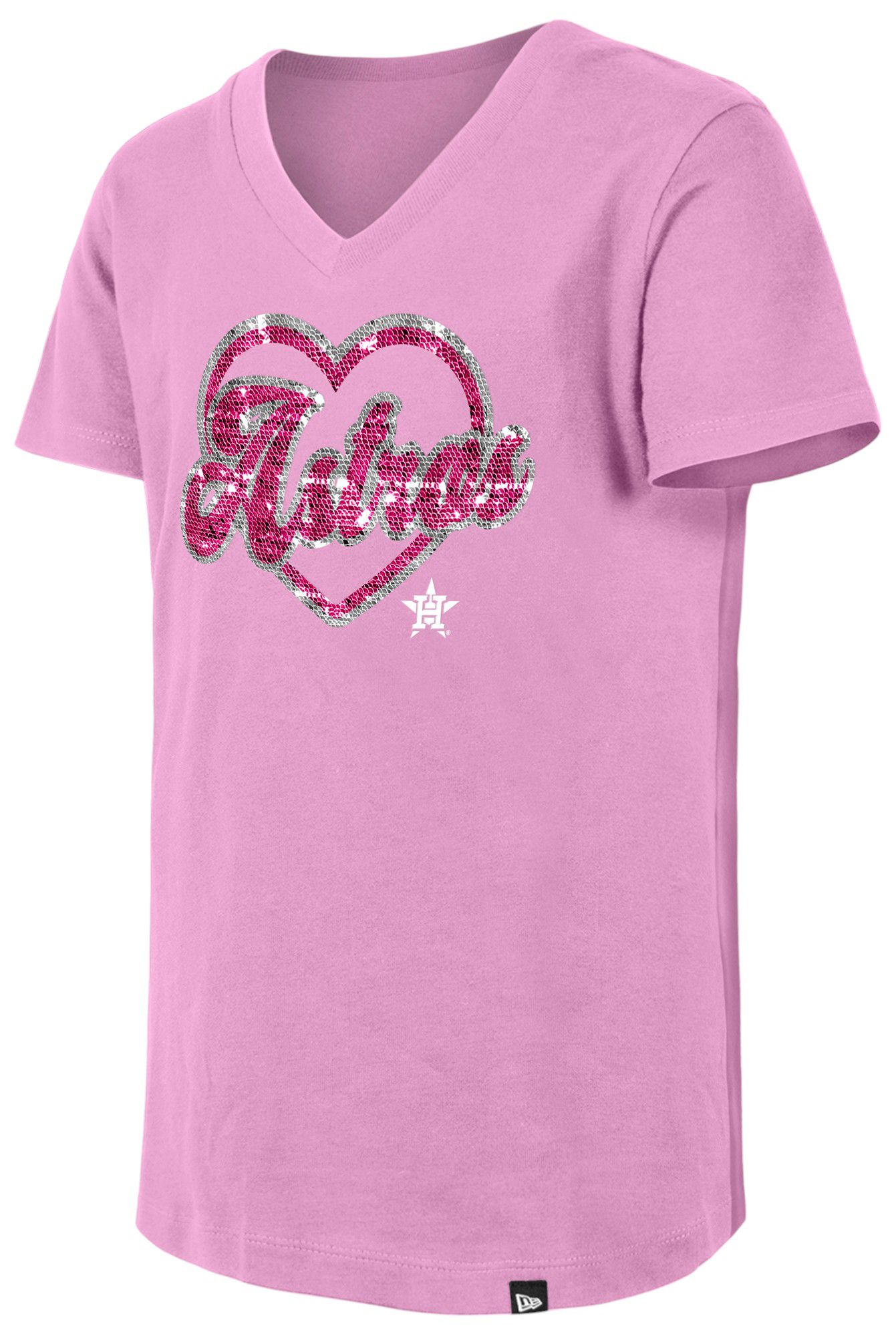 New Era Girls' Houston Astros Pink Sequin T-Shirt