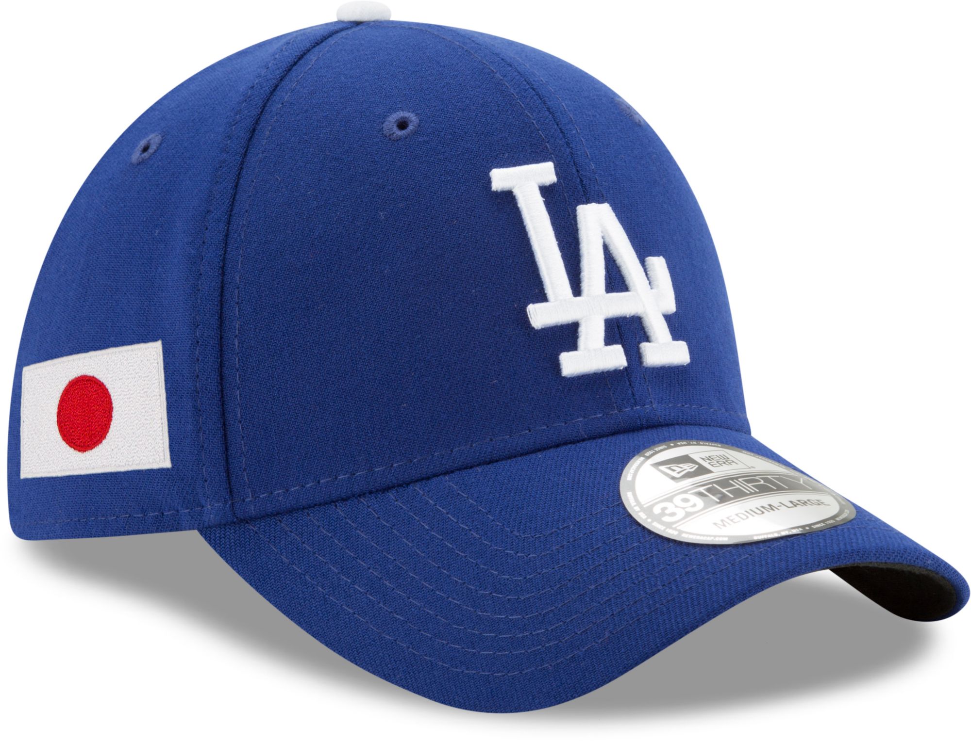 New Era Men's Los Angeles Dodgers Royal Blue Flag 39Thirty Stretch Fit Hat