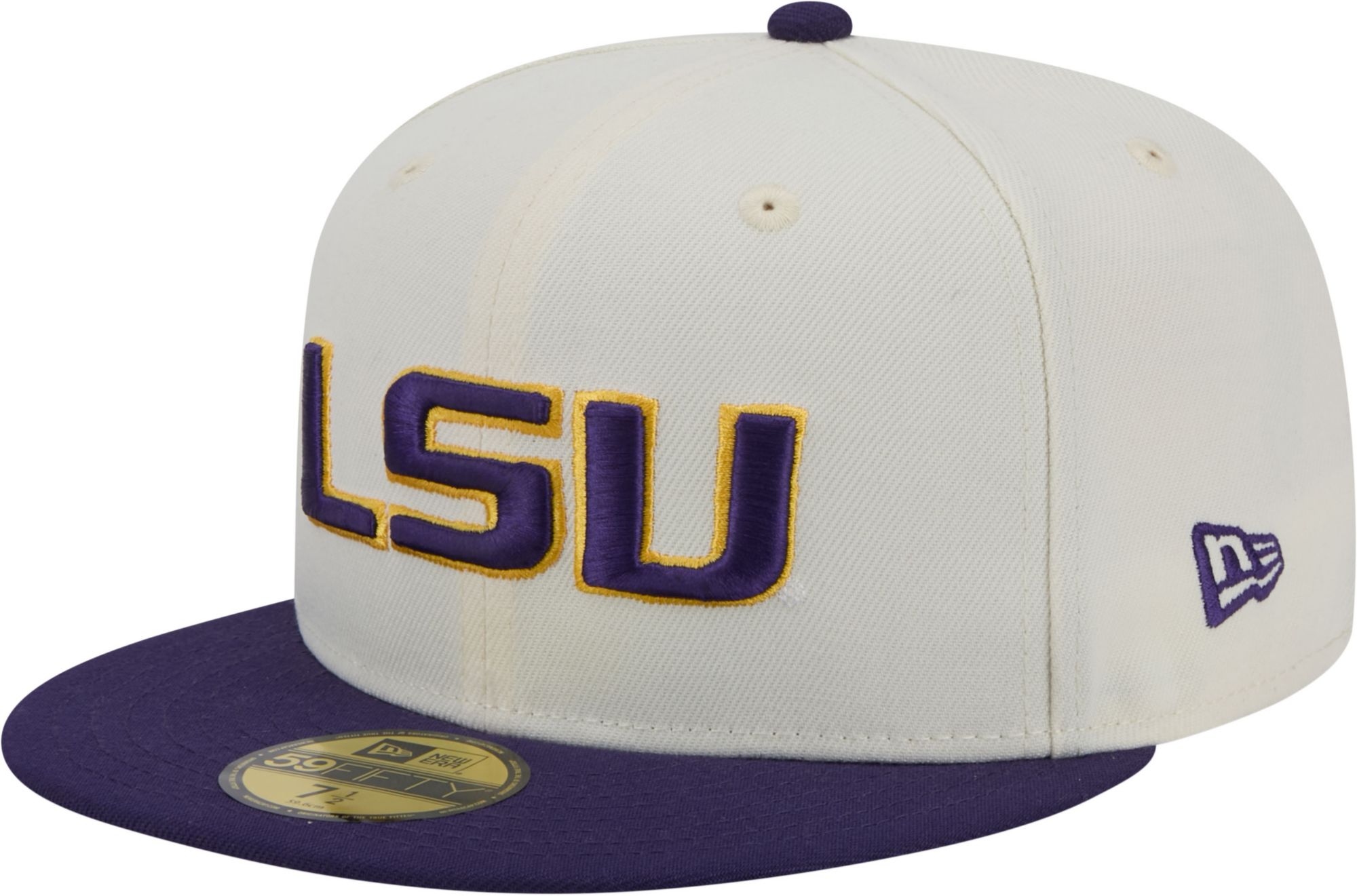 New Era Men's LSU Tigers White 59Fifty Fitted Hat