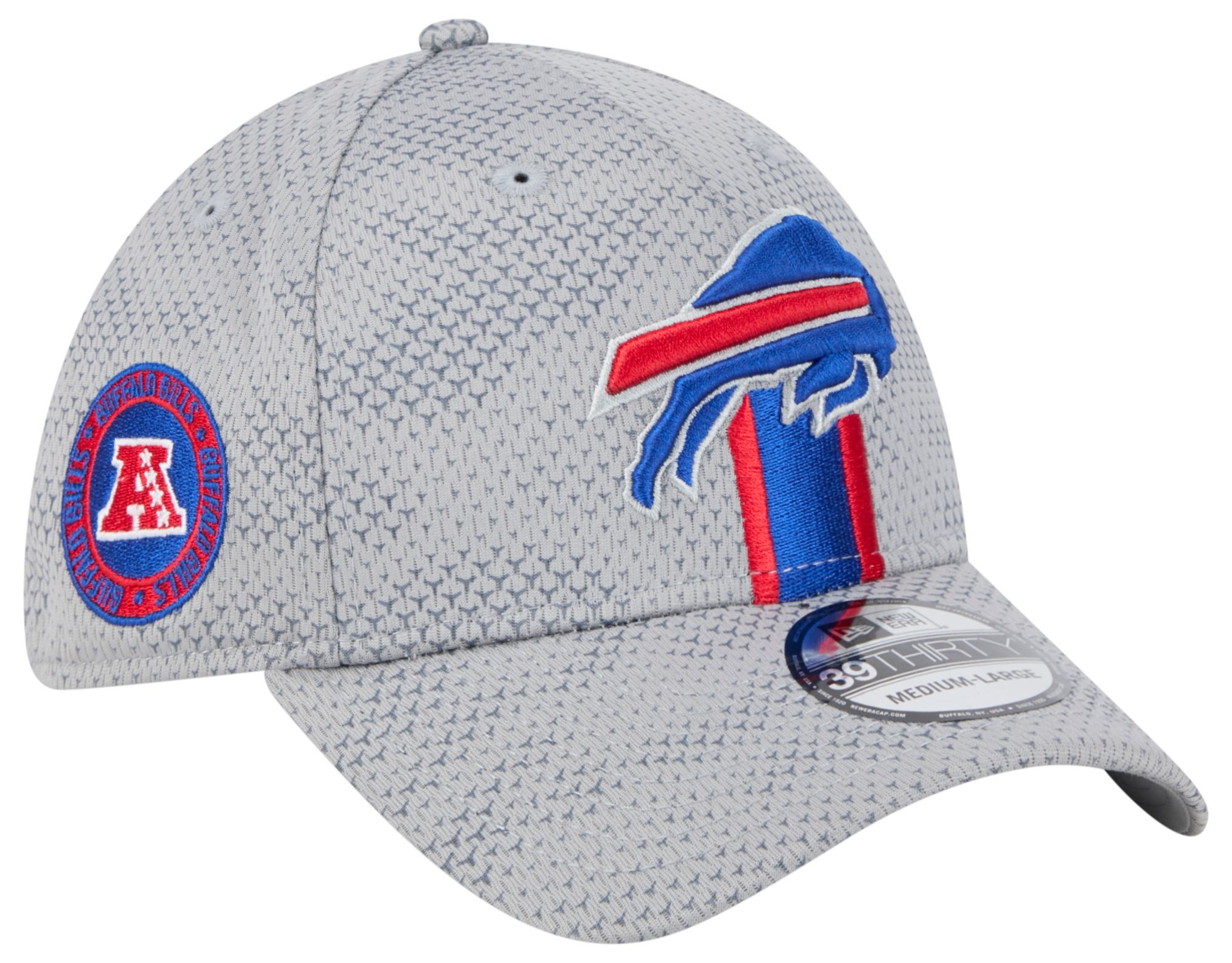 New Era Men's Buffalo Bills Sideline Grey39Thirty Stretch Fit Hat