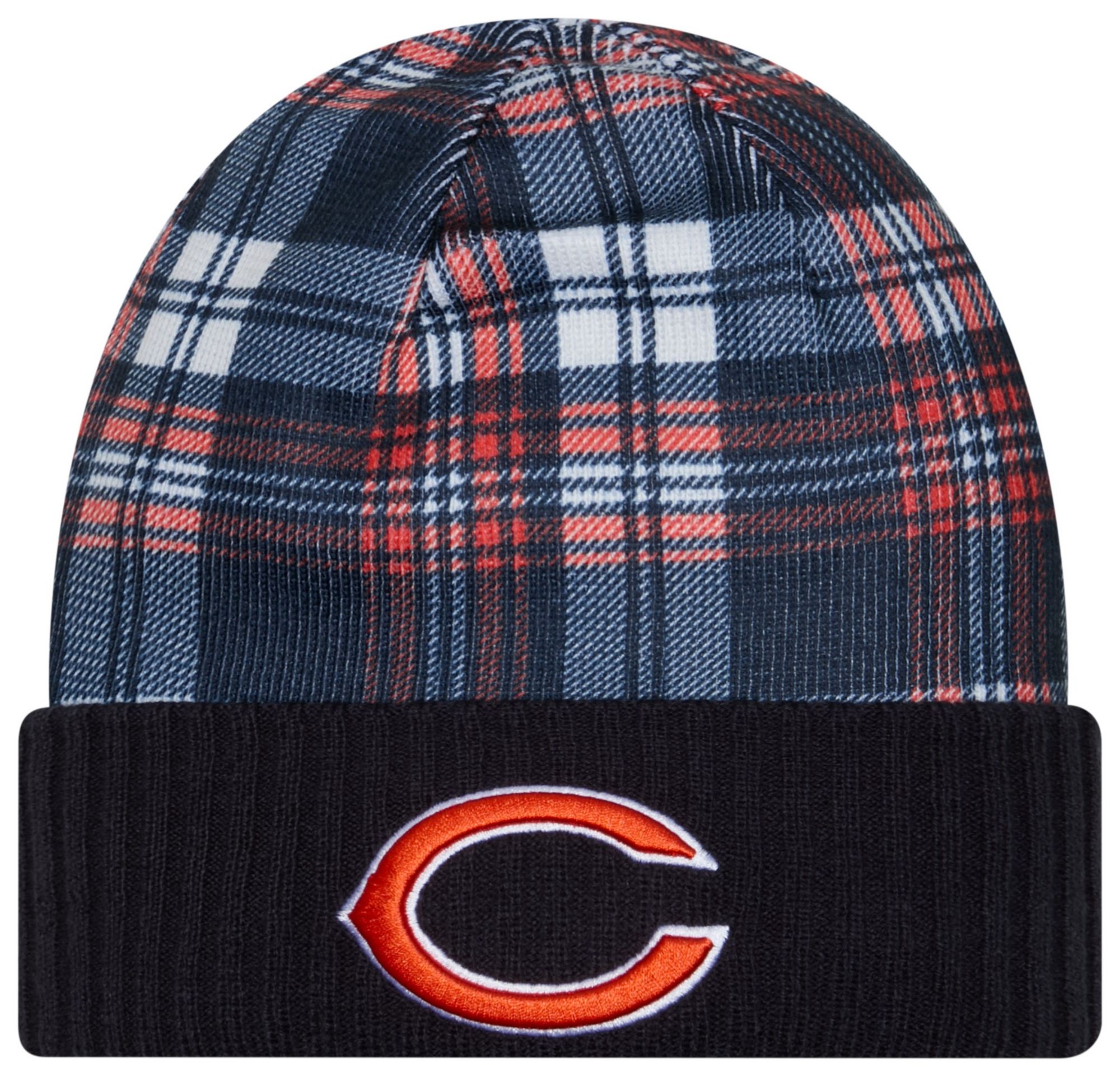 New Era Men's Chicago Bears Sideline Statement Plaid Knit Beanie