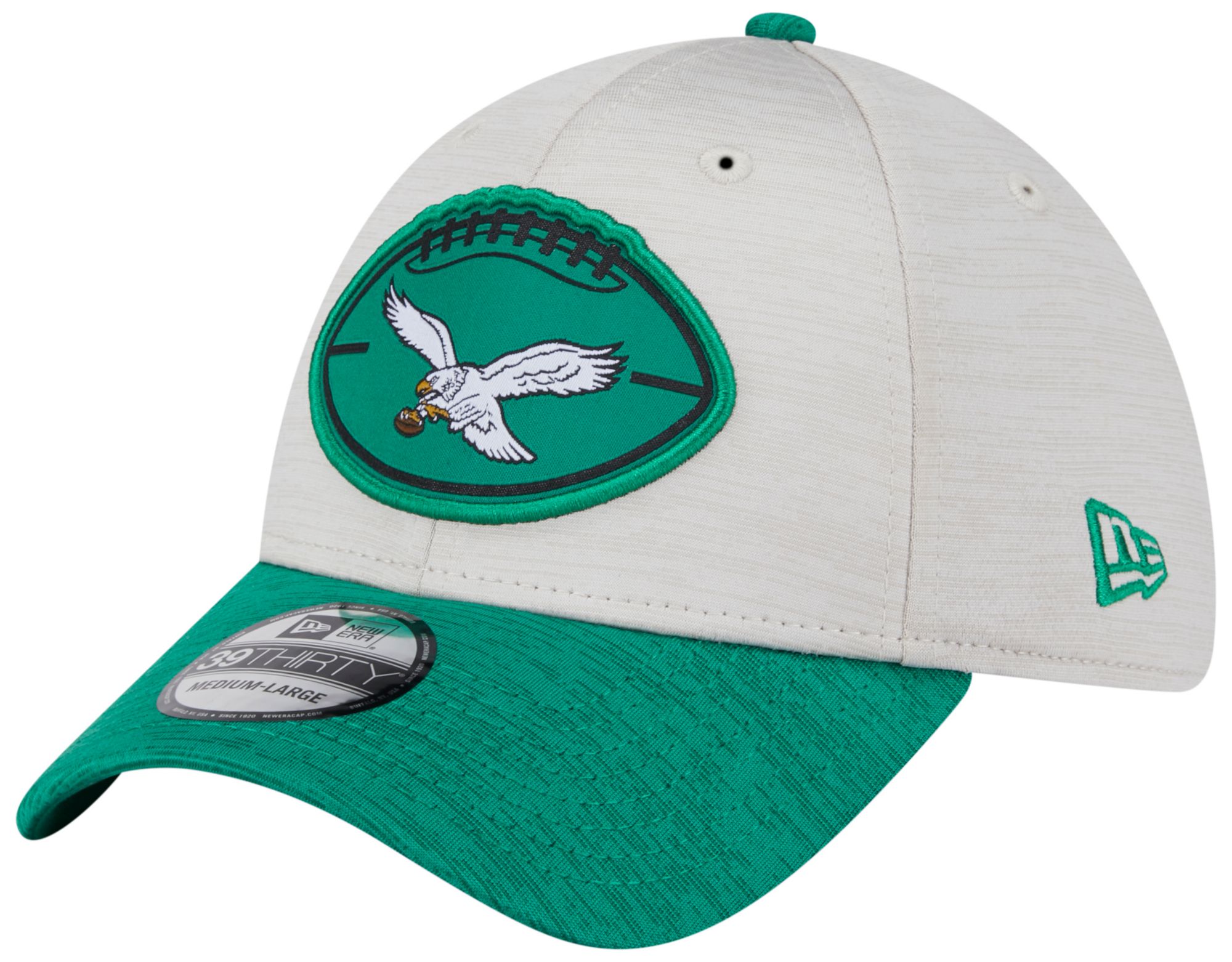 New Era Men's Philadelphia Eagles Sideline Historic Throwback Green 39Thirty Stretch Fit Hat