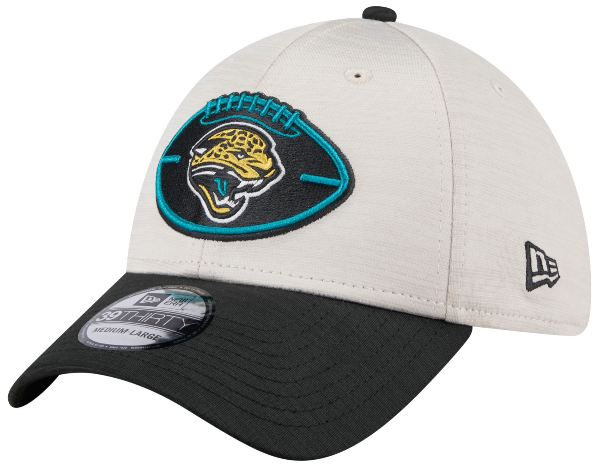 New Era Men's Jacksonville Jaguars Sideline Historic Throwback Black 39Thirty Stretch Fit Hat