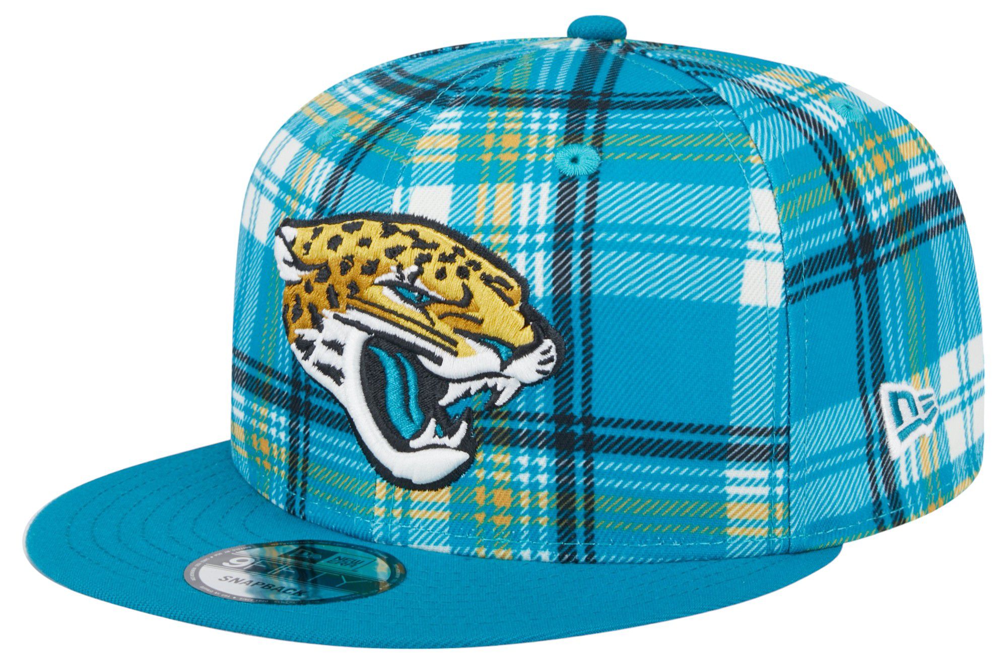 New Era Men's Jacksonville Jaguars Sideline Statement Plaid 9Fifty Adjustable Hat