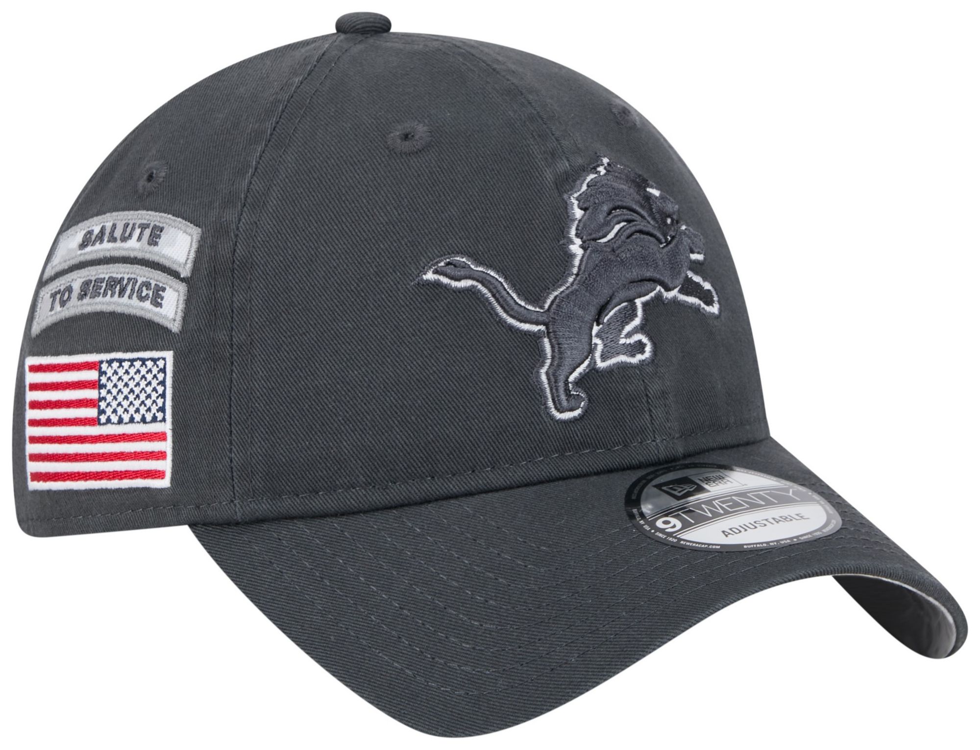 New Era Adult Detroit Lions Salute to Service 2024 Grey 9Twenty Adjustable Hat