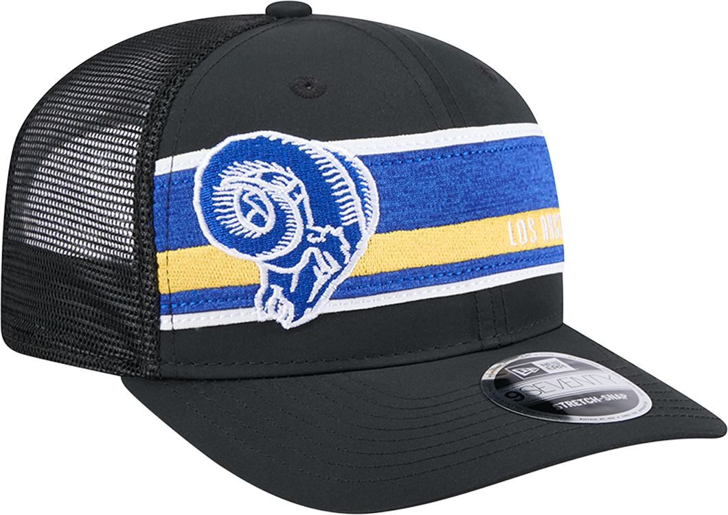 New Era Men's Los Angeles Rams Stripe Patch Black 9Seventy Adjustable Hat