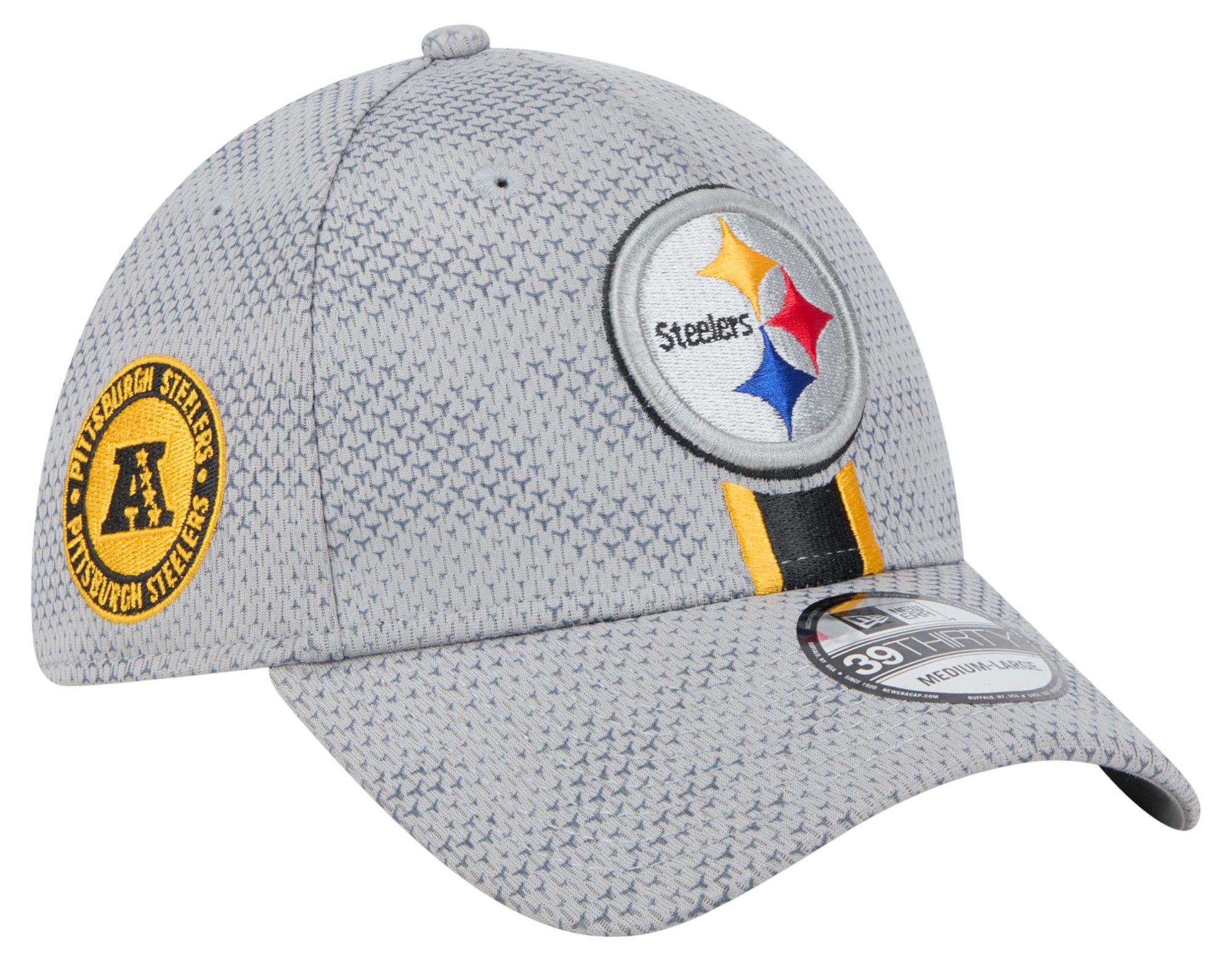 New Era Men's Pittsburgh Steelers Sideline Grey 39Thirty Stretch Fit Hat