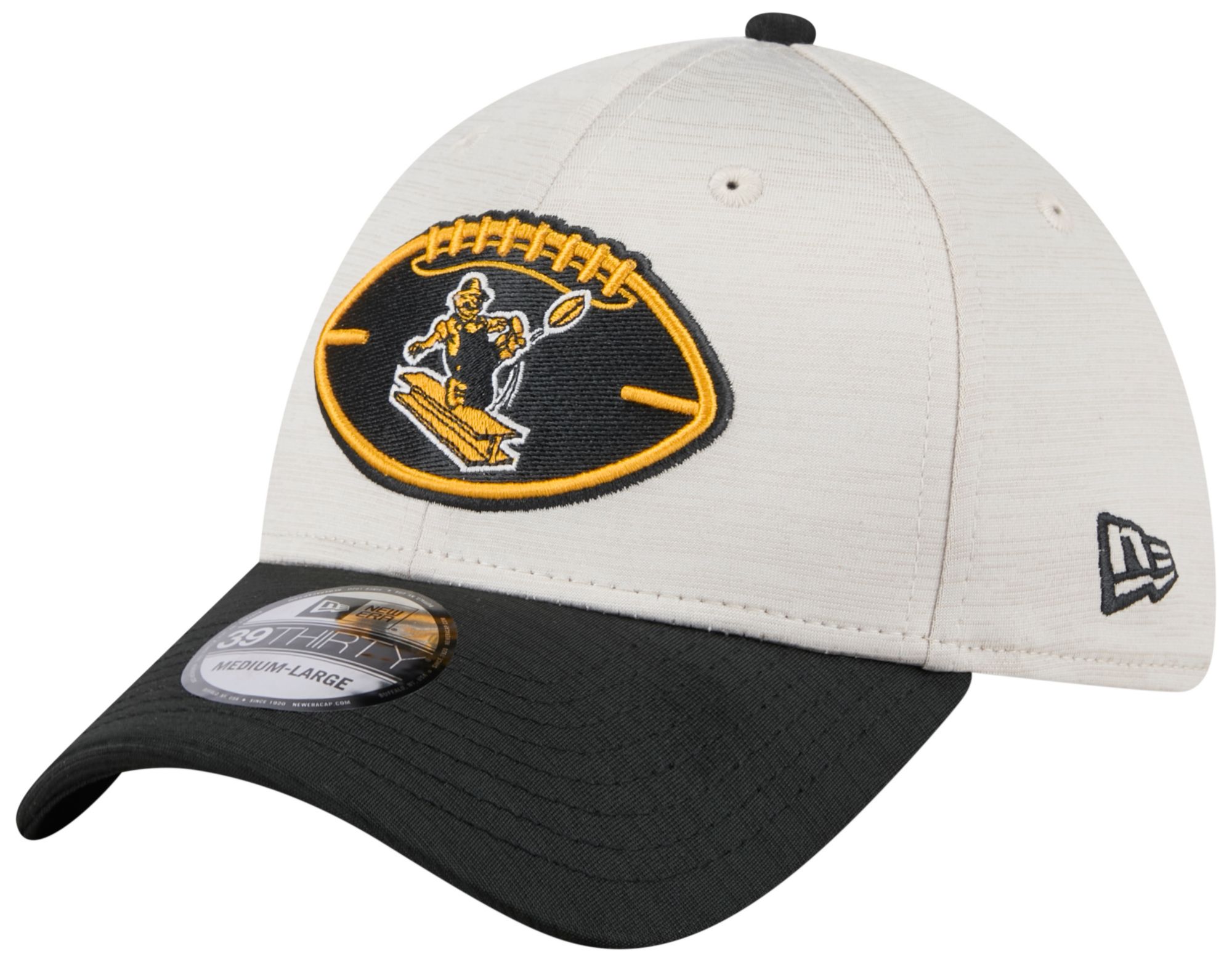 New Era Men's Pittsburgh Steelers Sideline Historic Throwback Black 39Thirty Stretch Fit Hat