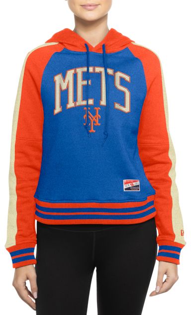 New Era Women's New York Mets Throwback Blue Pullover Hoodie