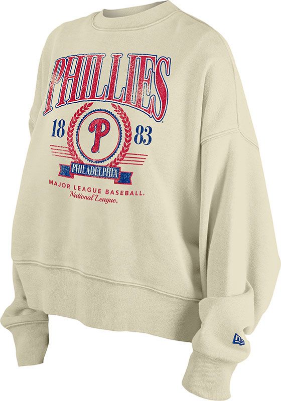 New Era Women's Philadelphia Phillies White Throwback Crewneck Sweatshirt