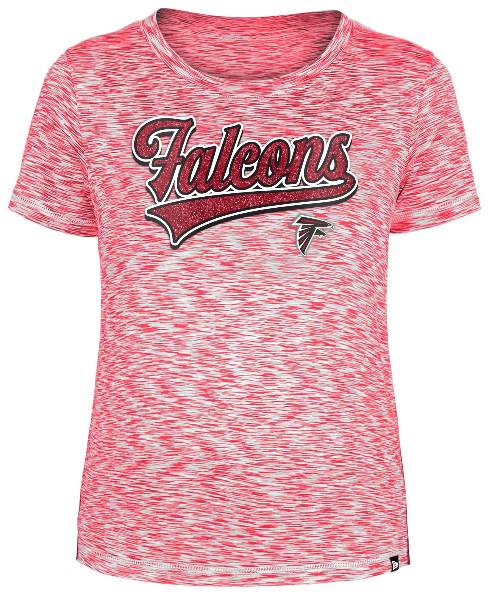 New Era Women's Atlanta Falcons Space-Dye Glitter Red T-Shirt