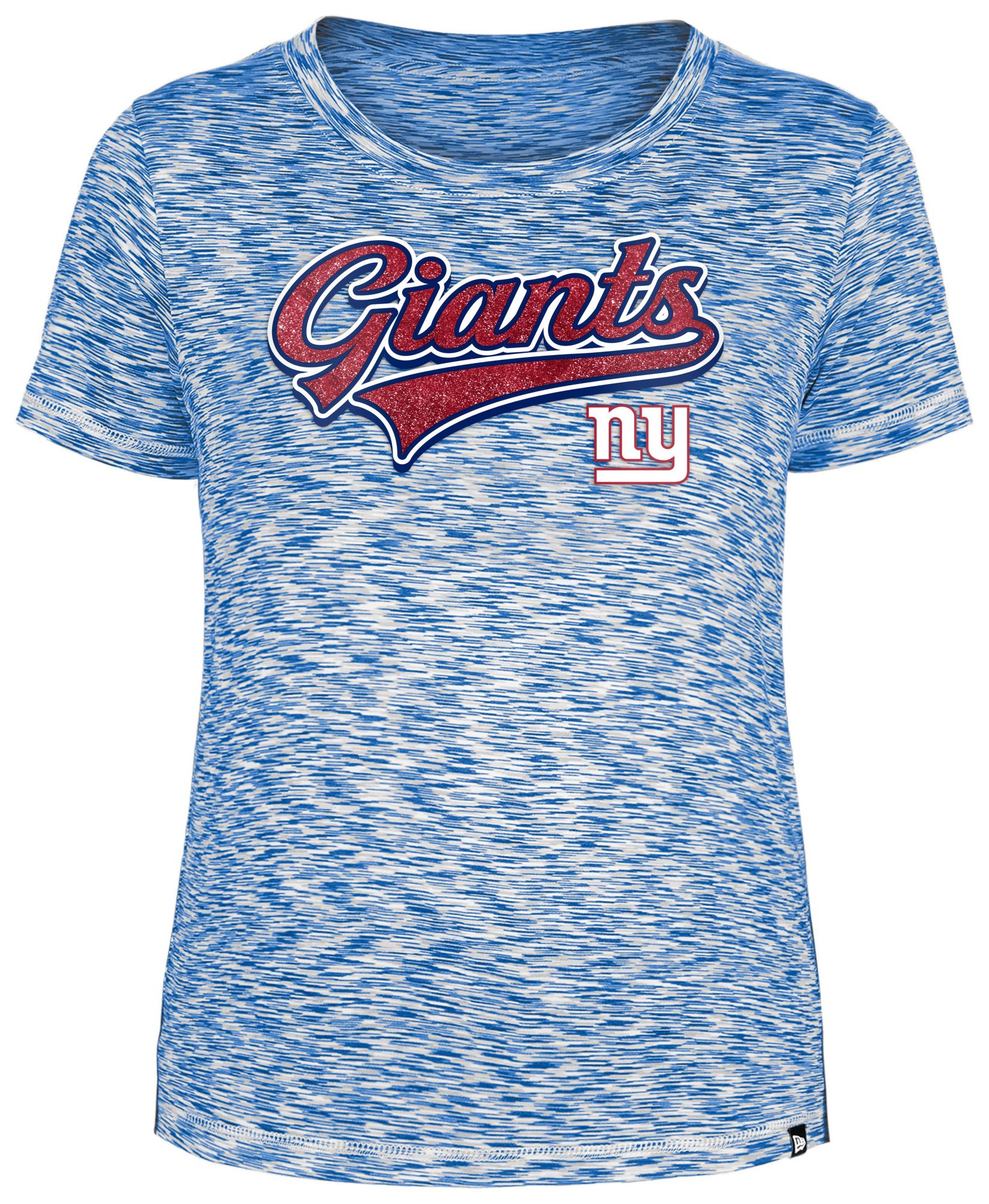 New Era Women's New York Giants Space-Dye Glitter Blue T-Shirt - Blue