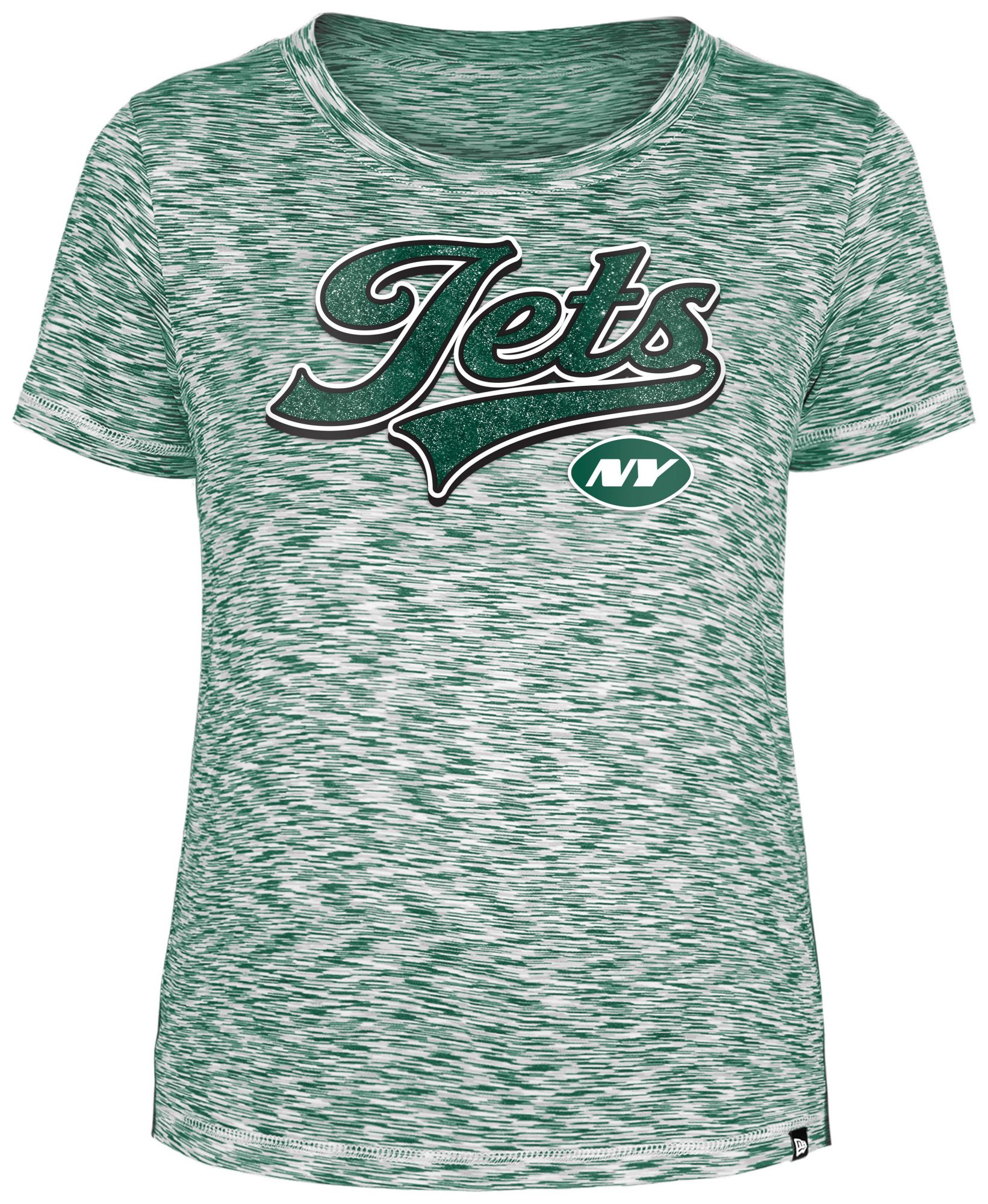 New Era Women's New York Jets Space-Dye Glitter Green T-Shirt