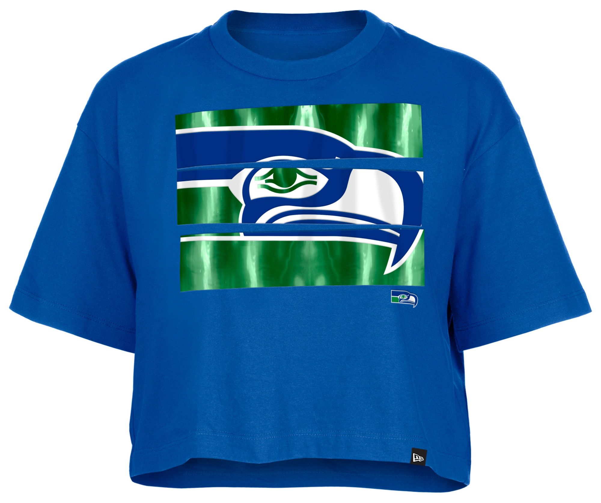 New Era Women's Seattle Seahawks Panel Boxy Blue T-Shirt