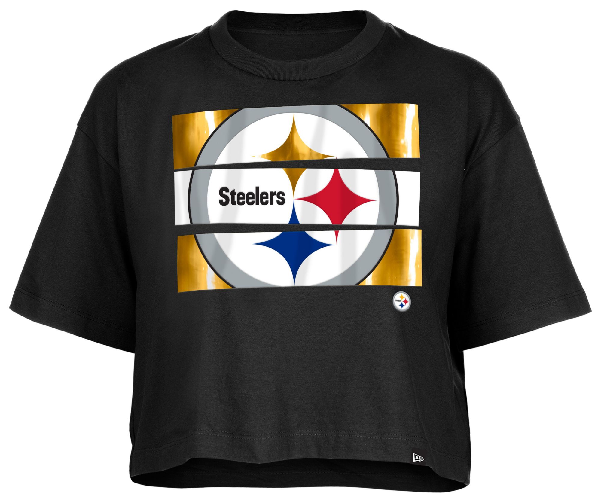 New Era Women's Pittsburgh Steelers Panel Boxy Black T-Shirt