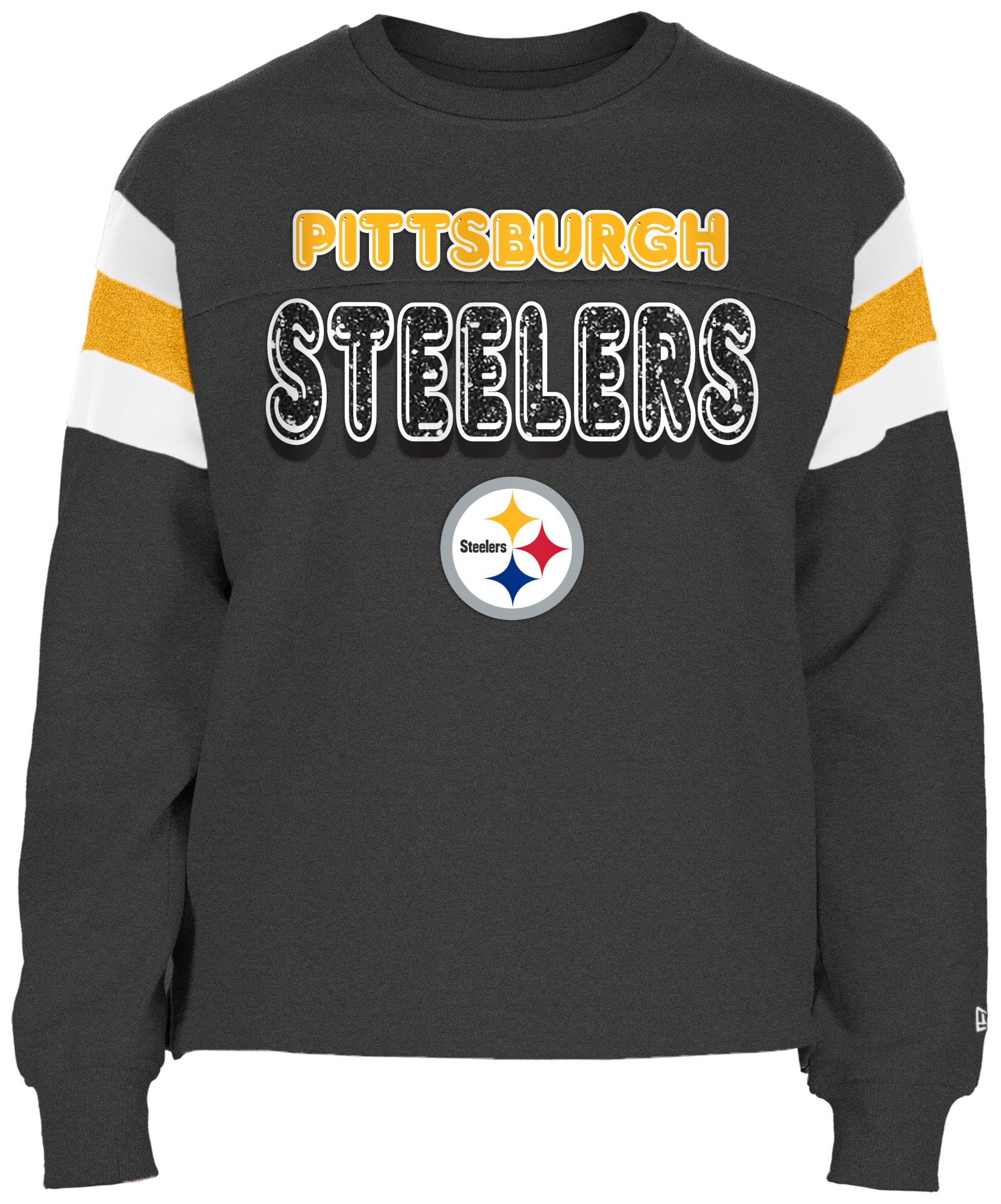 New Era Youth Girls' Pittsburgh Steelers Glitter Black Fleece Sweatshirt