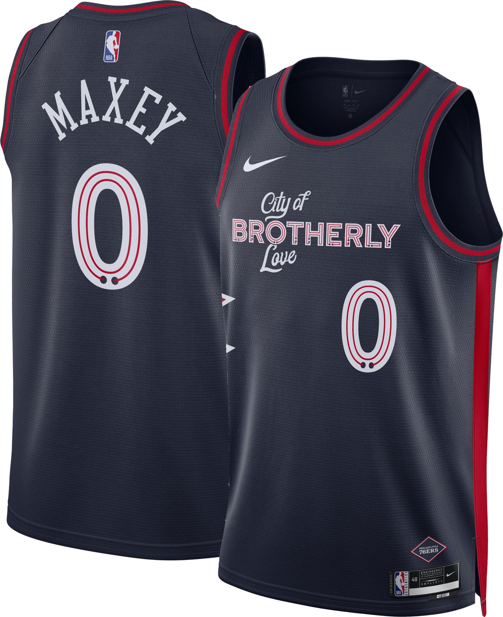 Nike Adult 2023-24 City Edition Philadelphia 76ers Tyrese Maxey #0 Swingman Jersey