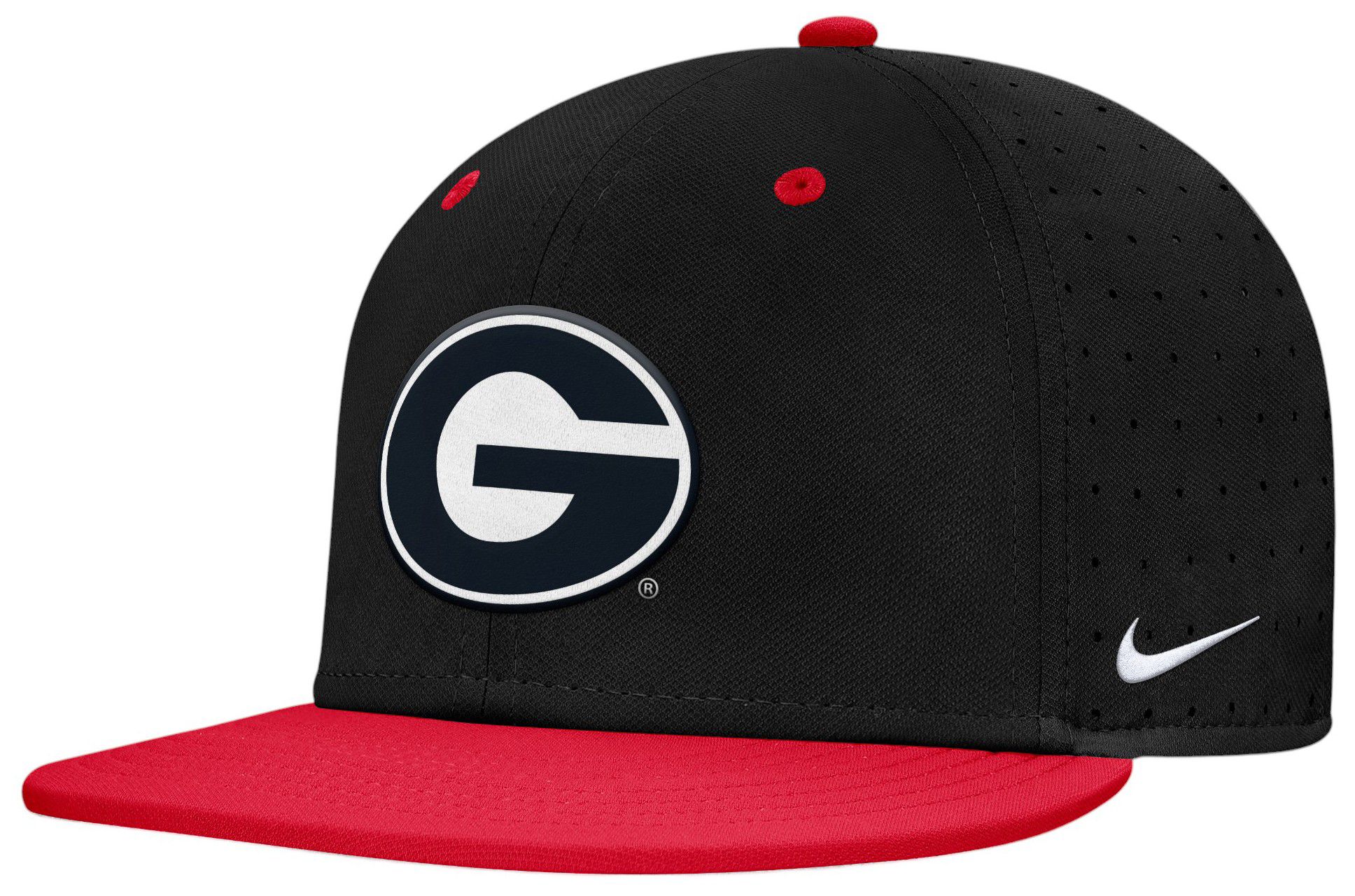 Nike Adult Georgia Bulldogs BLACK/RED Aero Fitted Hat
