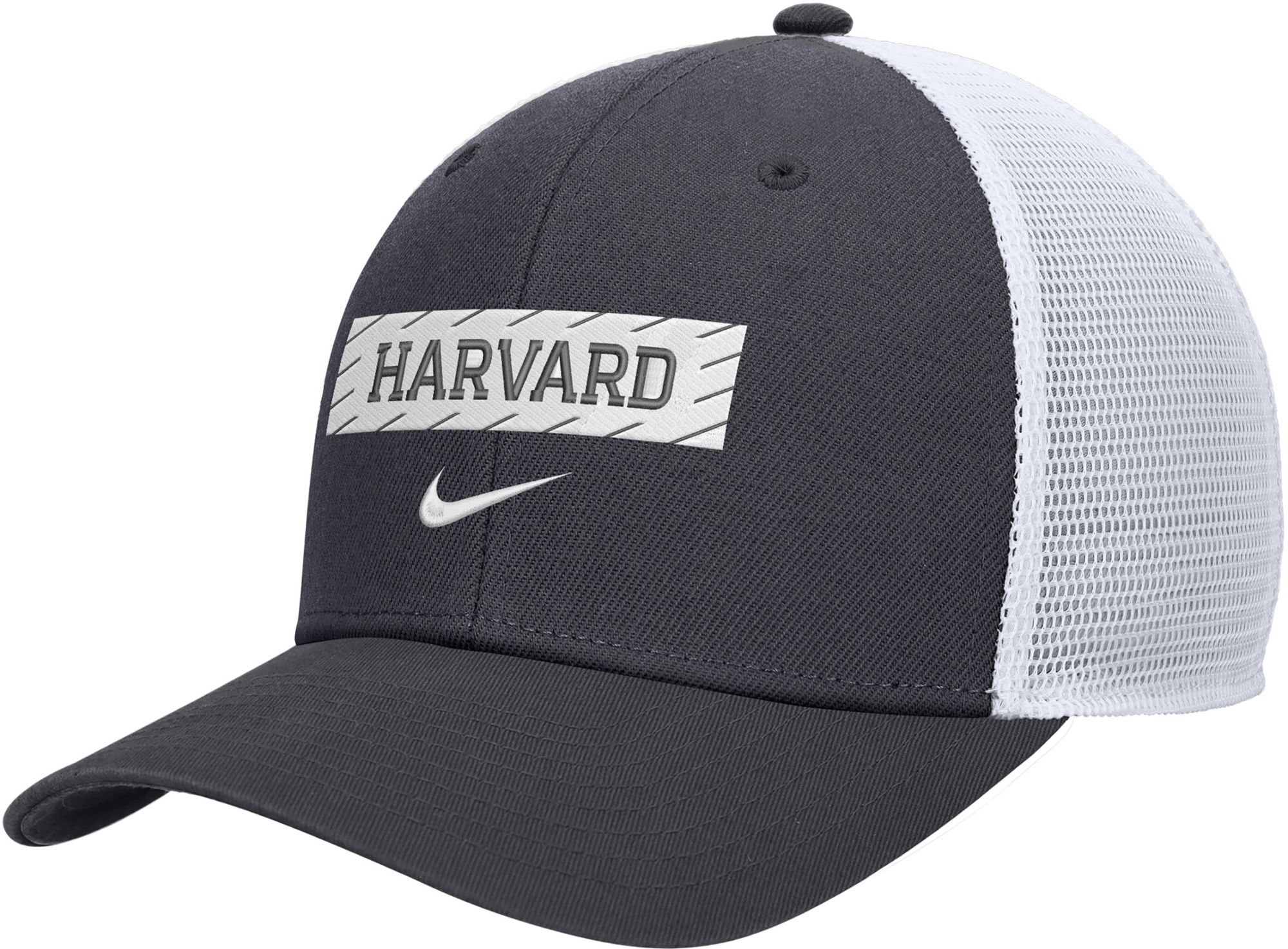 Nike Men's Harvard Crimson Grey Wordmark Rise Adjustable Trucker Hat