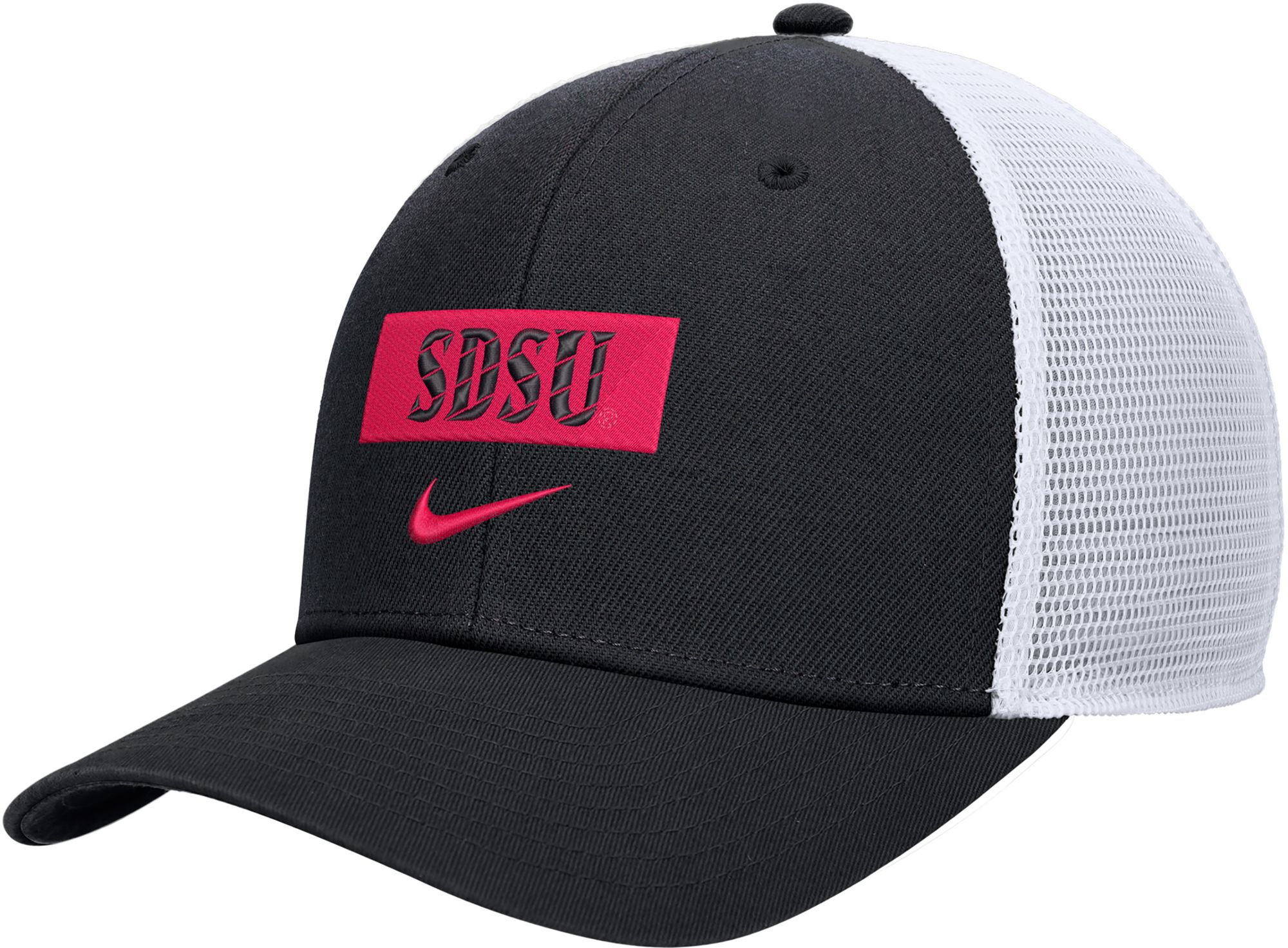 Nike Men's San Diego State Aztecs Black Wordmark Rise Adjustable Trucker Hat