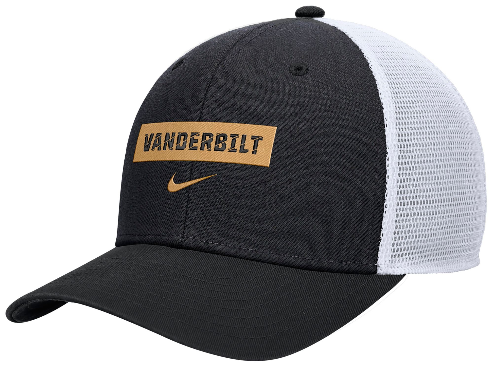 Nike Men's Vanderbilt Commodores Black Wordmark Rise Adjustable Trucker Hat