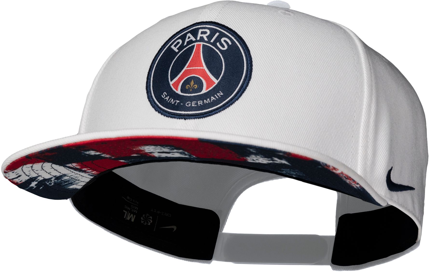 Nike Adult Paris Saint-Germain Team Logo White Low Profile Adjustable Hat