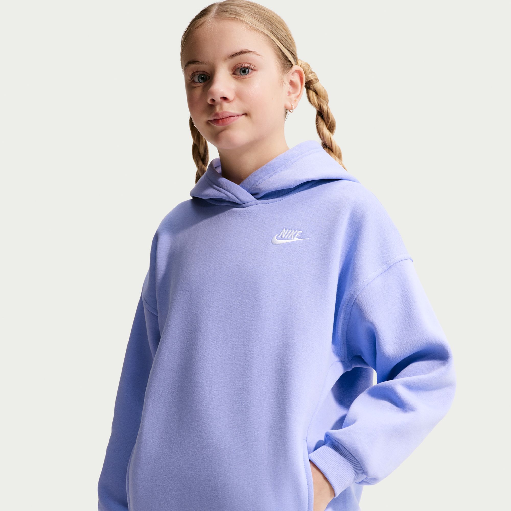 Nike Girls' Sportswear Oversized Club Fleece Pullover Hoodie