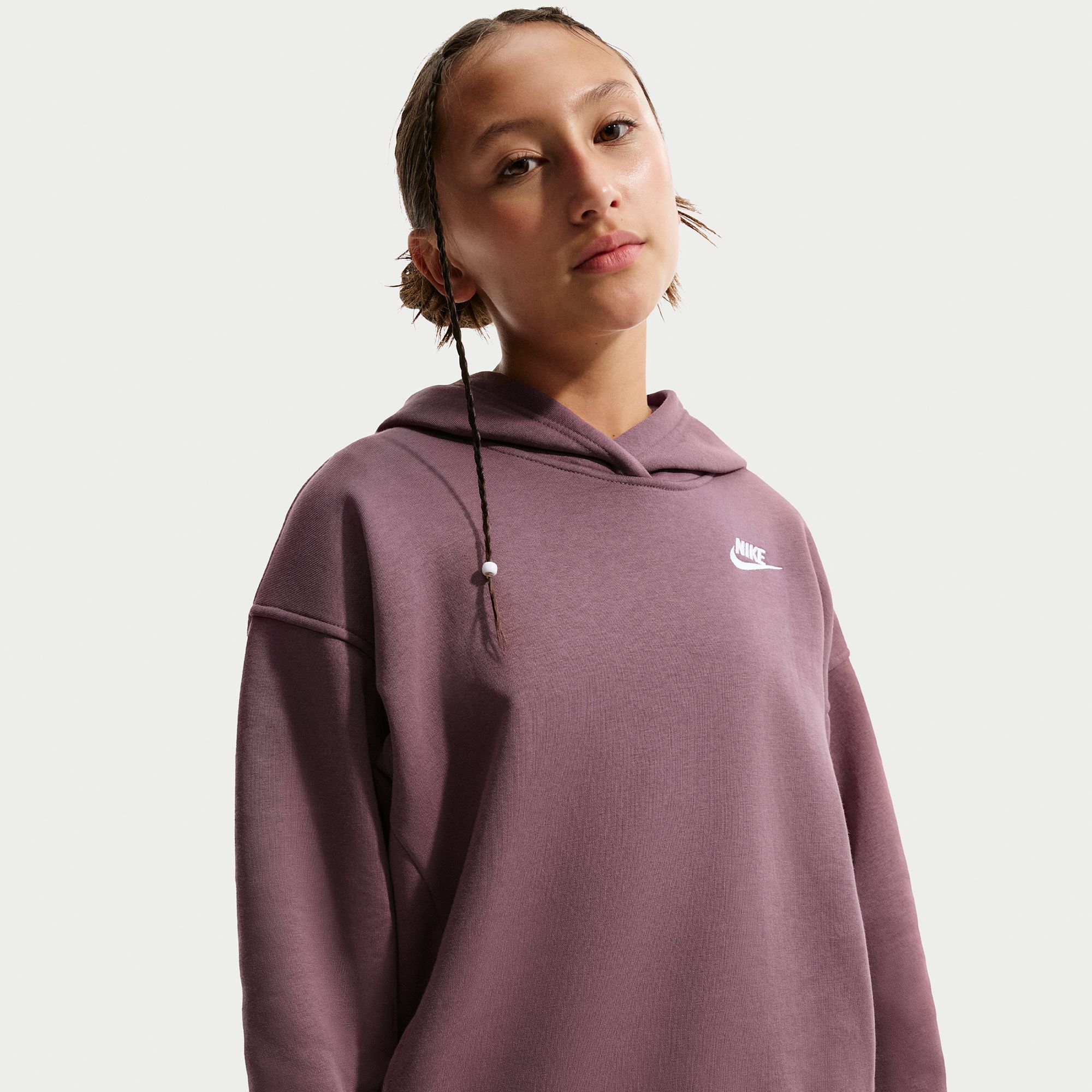 Nike Girls' Sportswear Oversized Club Fleece Pullover Hoodie