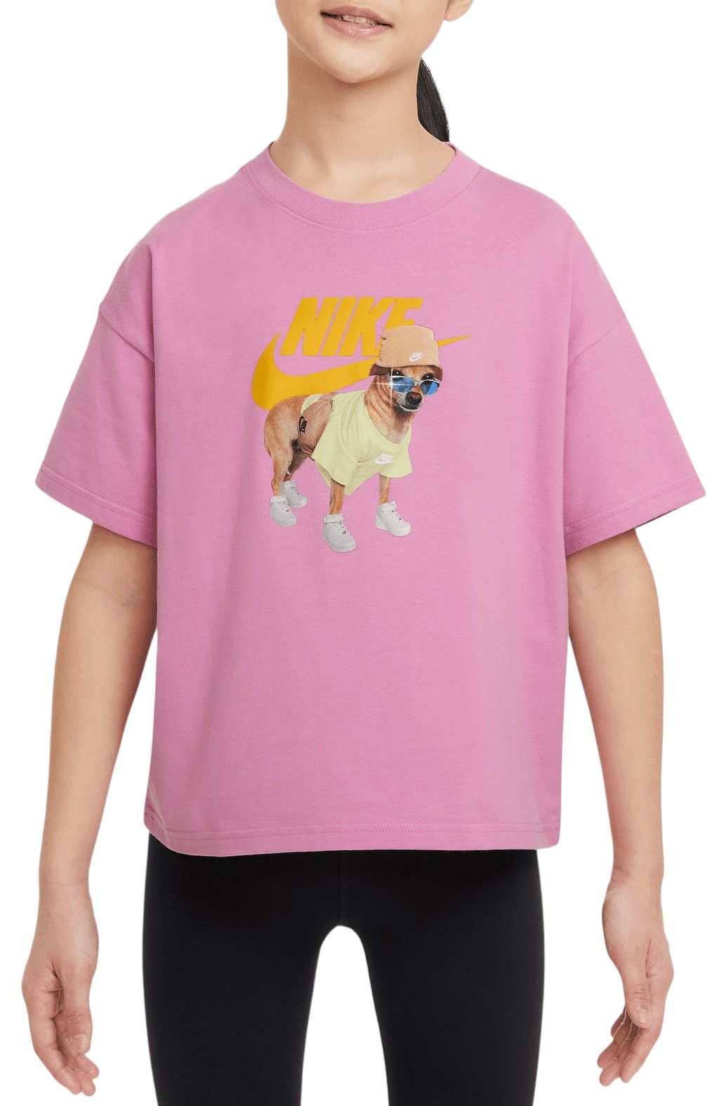 Nike Girls' Sportswear Dog Graphic Boxy T-Shirt