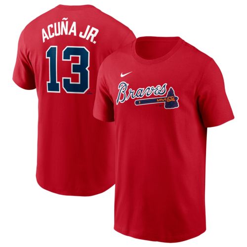 Nike Men's Atlanta Braves Ozzie Albies #1 Navy T-Shirt