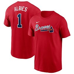 Nike Men's Atlanta Braves Ozzie Albies #1 Red T-Shirt