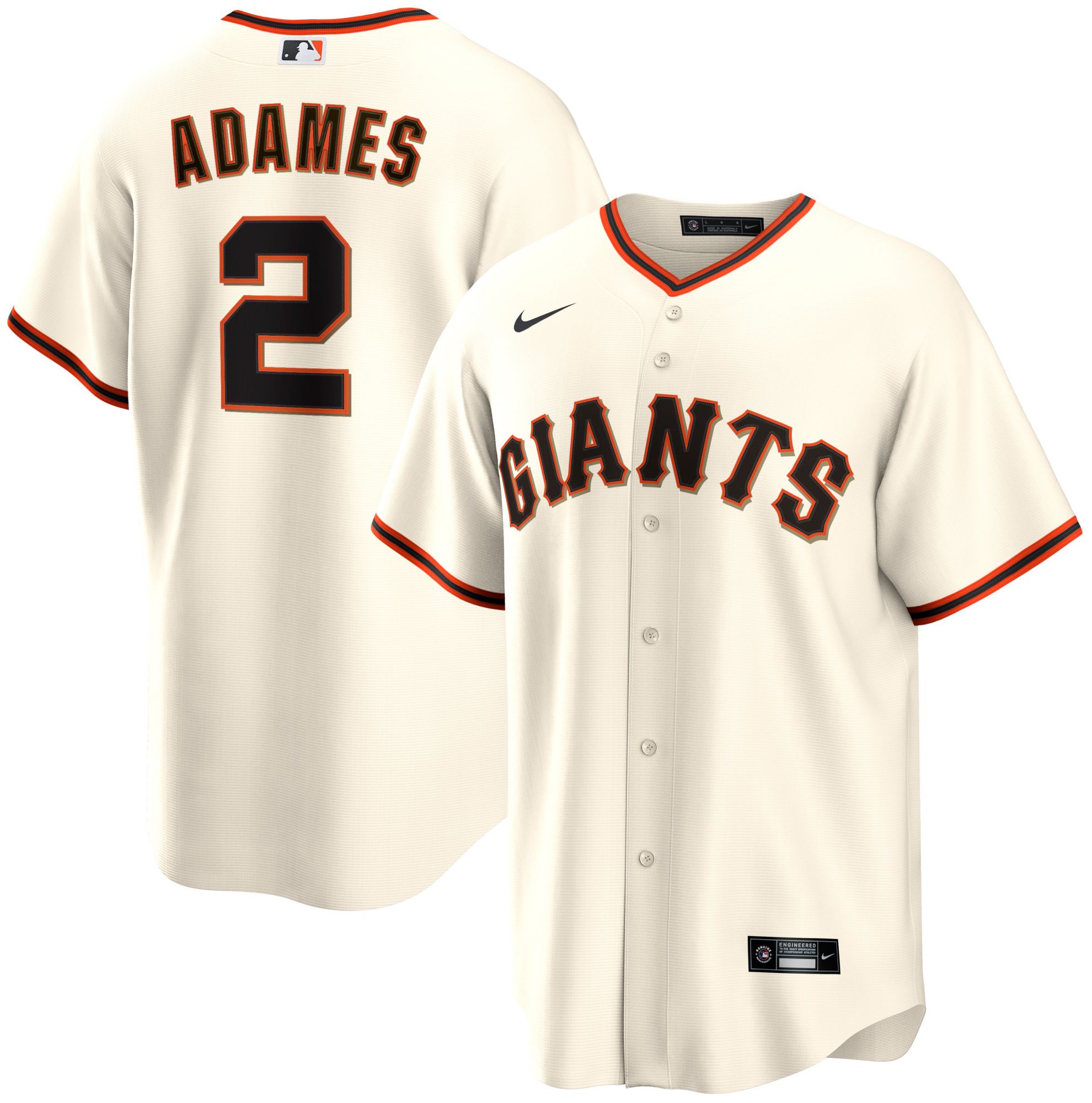 Nike Adult San Francisco Giants Willy Adames #2 Cream Replica Jersey