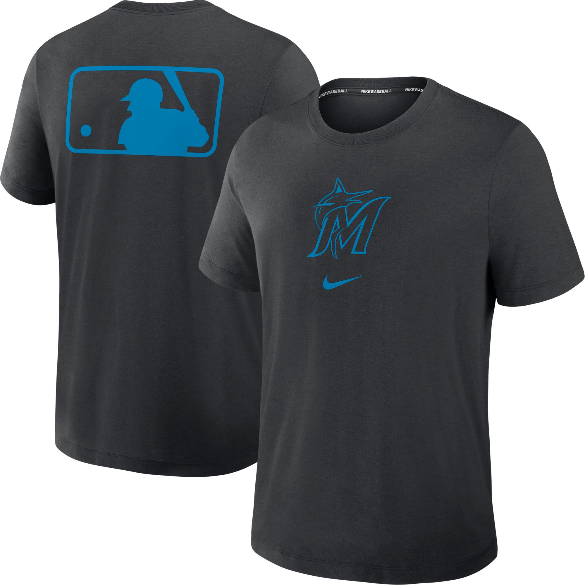 Nike Men's Miami Marlins Black Authentic Collection Tri Blend T-Shirt