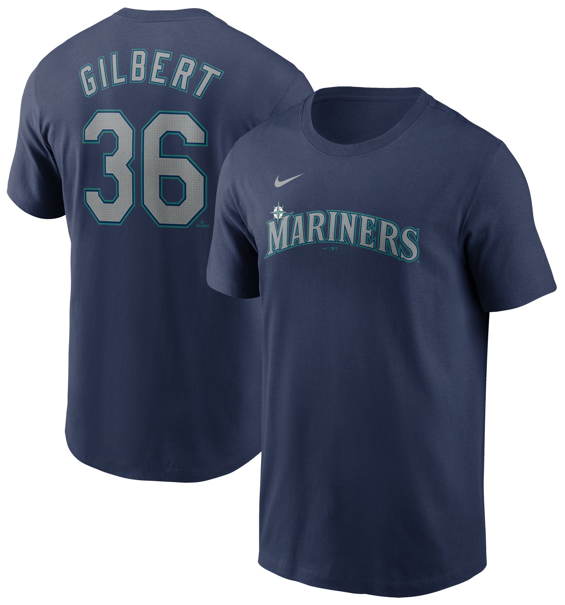 Nike Adult Seattle Mariners Logan Gilbert #36 Navy T-Shirt